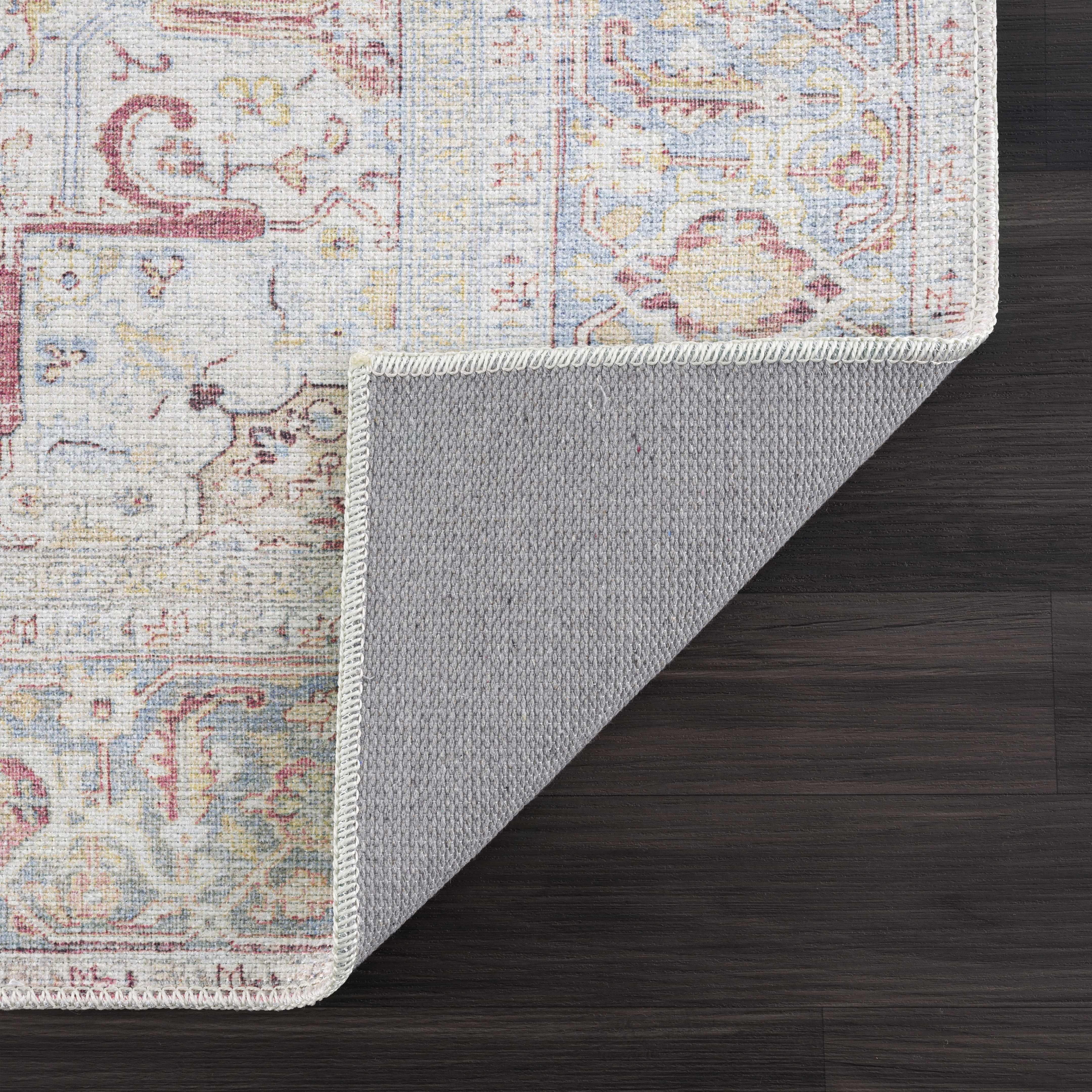 Cream Rust Leeston Vintage Washable Area Rug