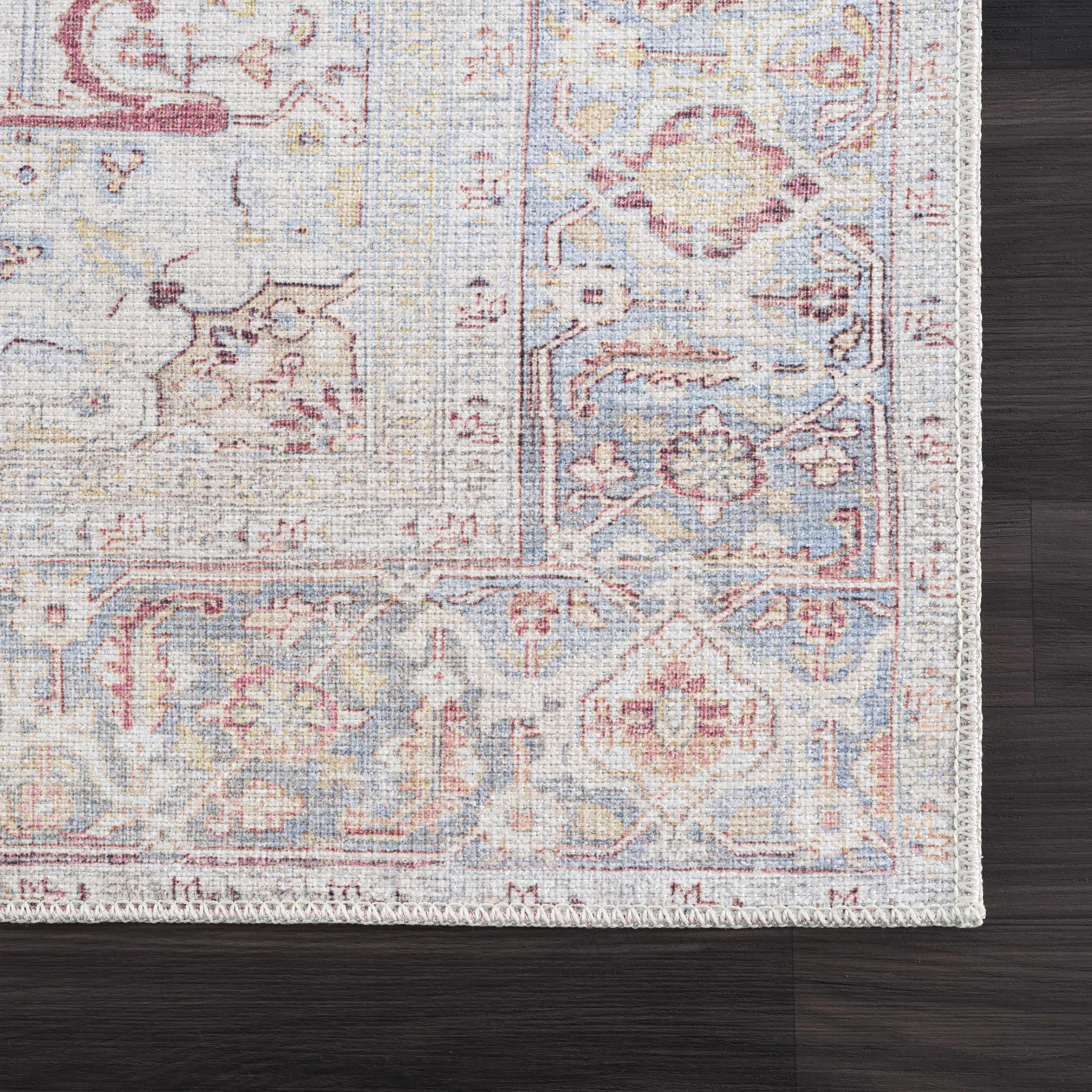 Cream Rust Leeston Vintage Washable Area Rug