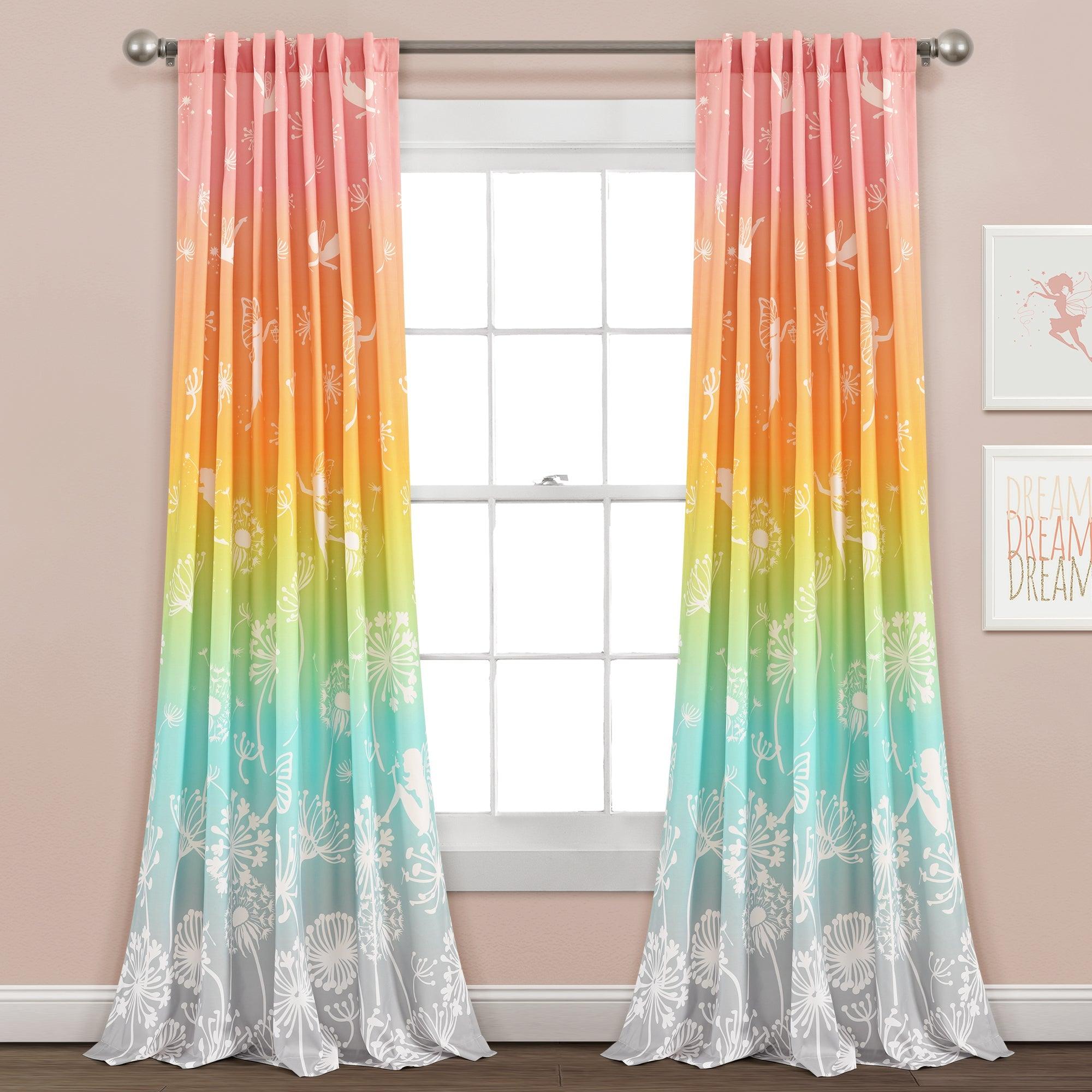 Dandelion Fairy Ombre Window Curtain Panel Set