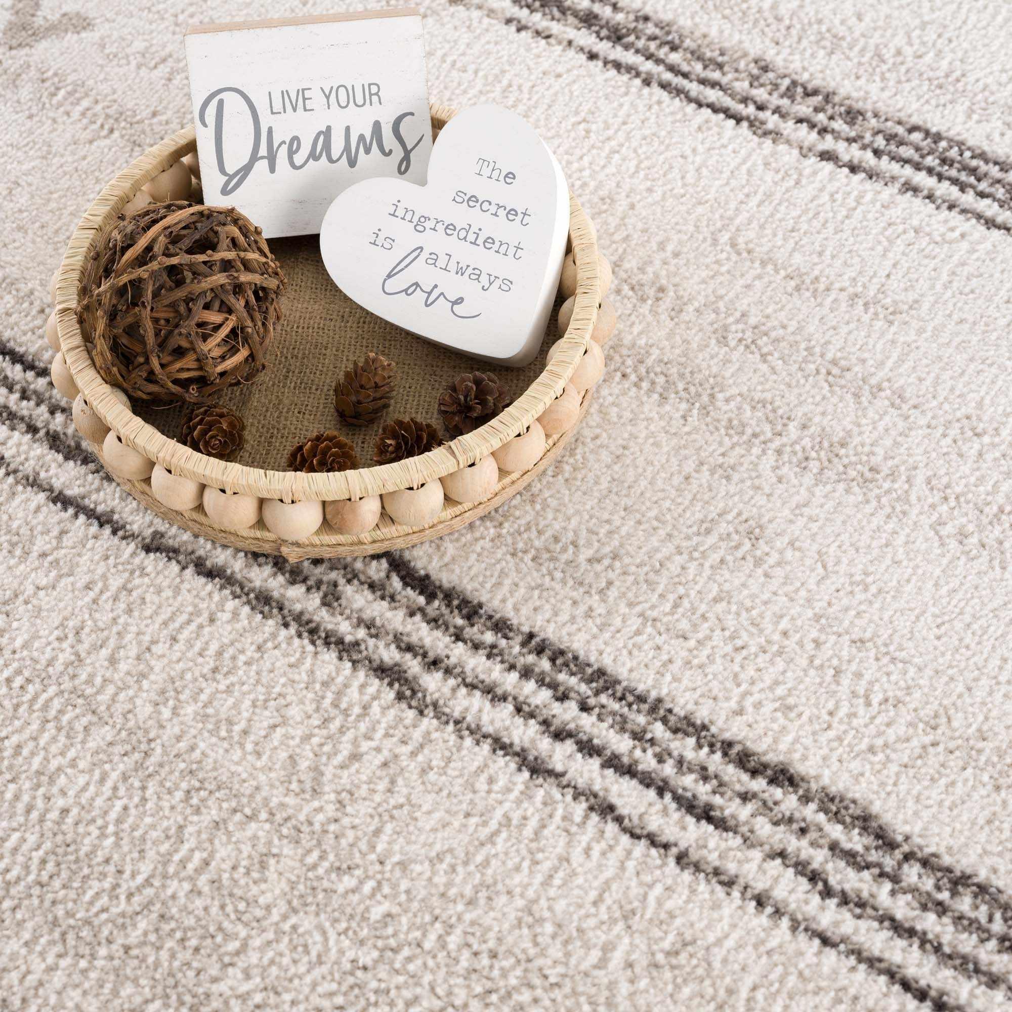 Deja Cream & Charcoal Area Rug