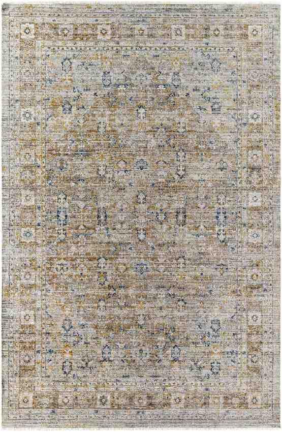 Demar Traditional Dark Olive/Ivory Washable Area Rug