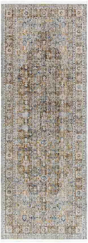 Demar Traditional Dark Olive/Ivory Washable Area Rug