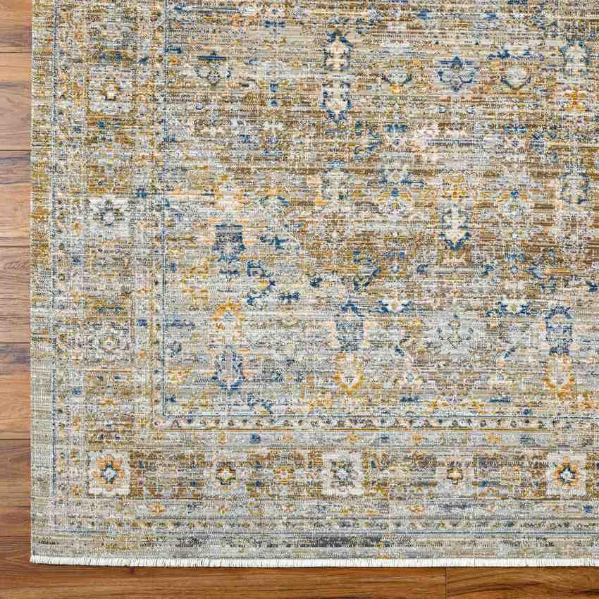 Demar Traditional Dark Olive/Ivory Washable Area Rug