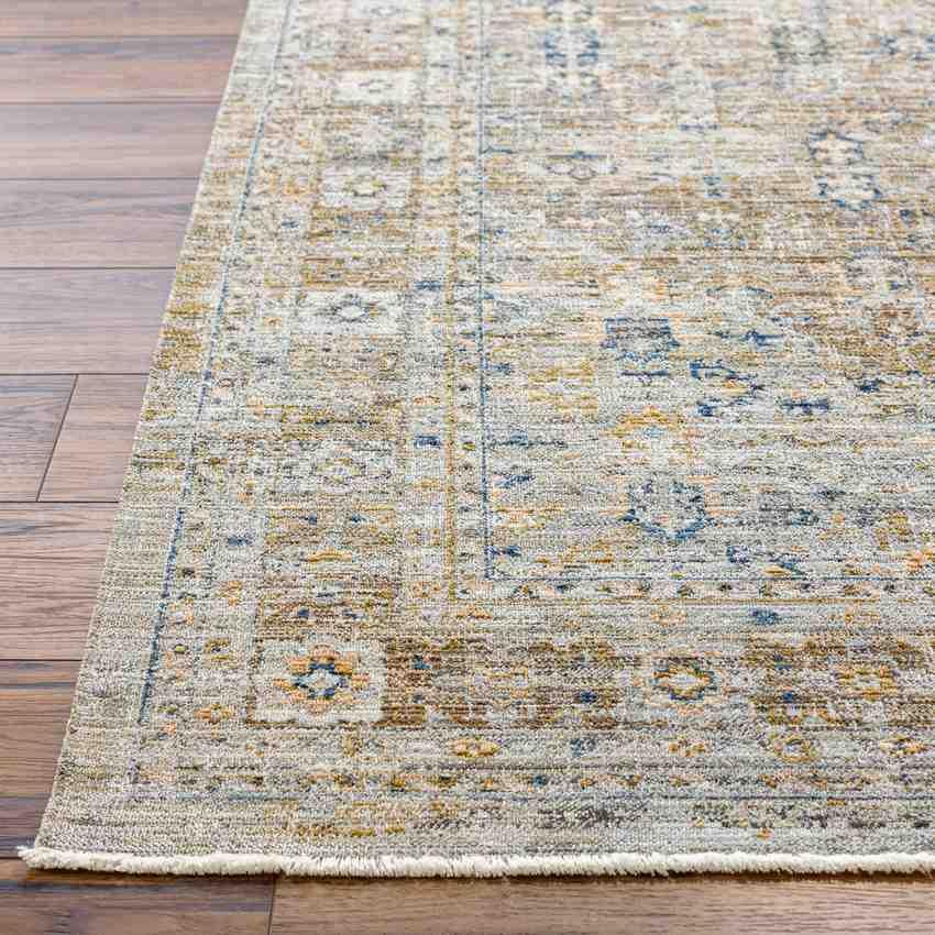 Demar Traditional Dark Olive/Ivory Washable Area Rug