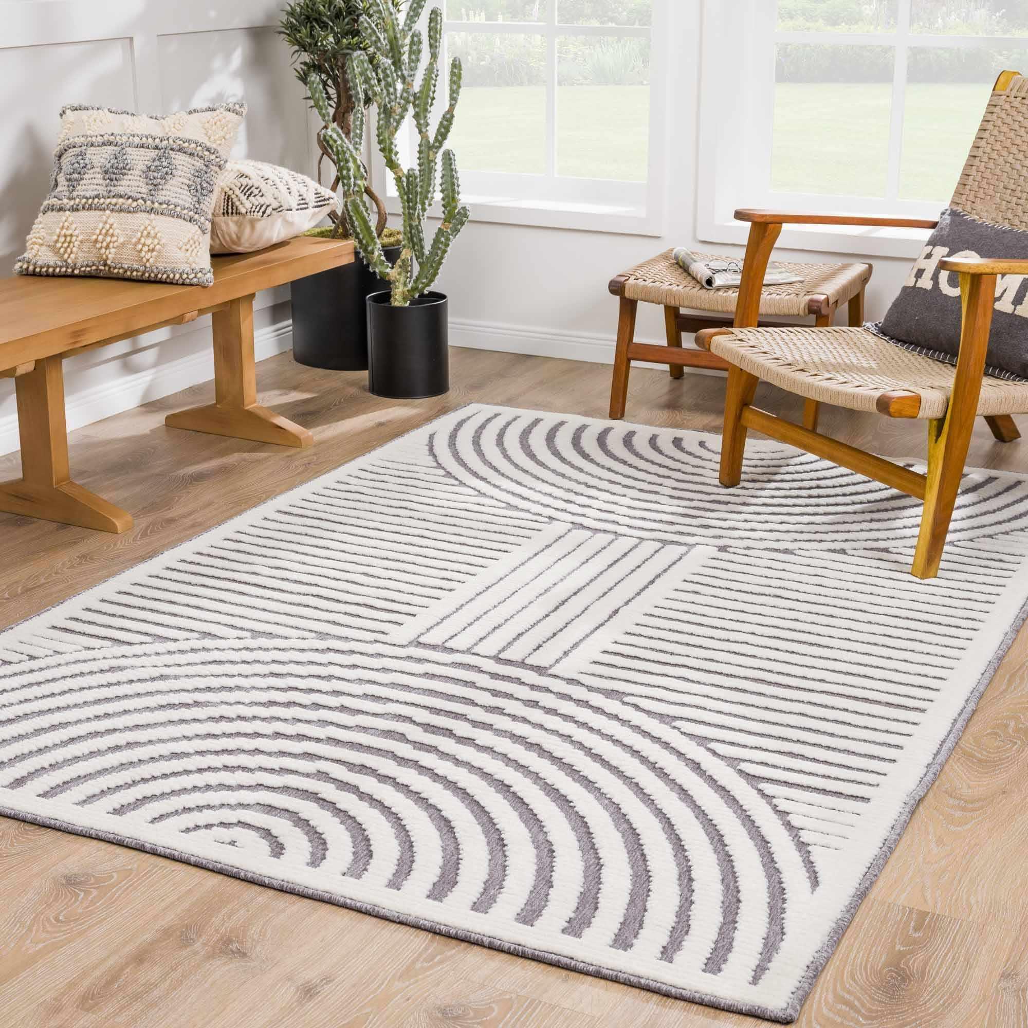 Deron Gray Washable Area Rug