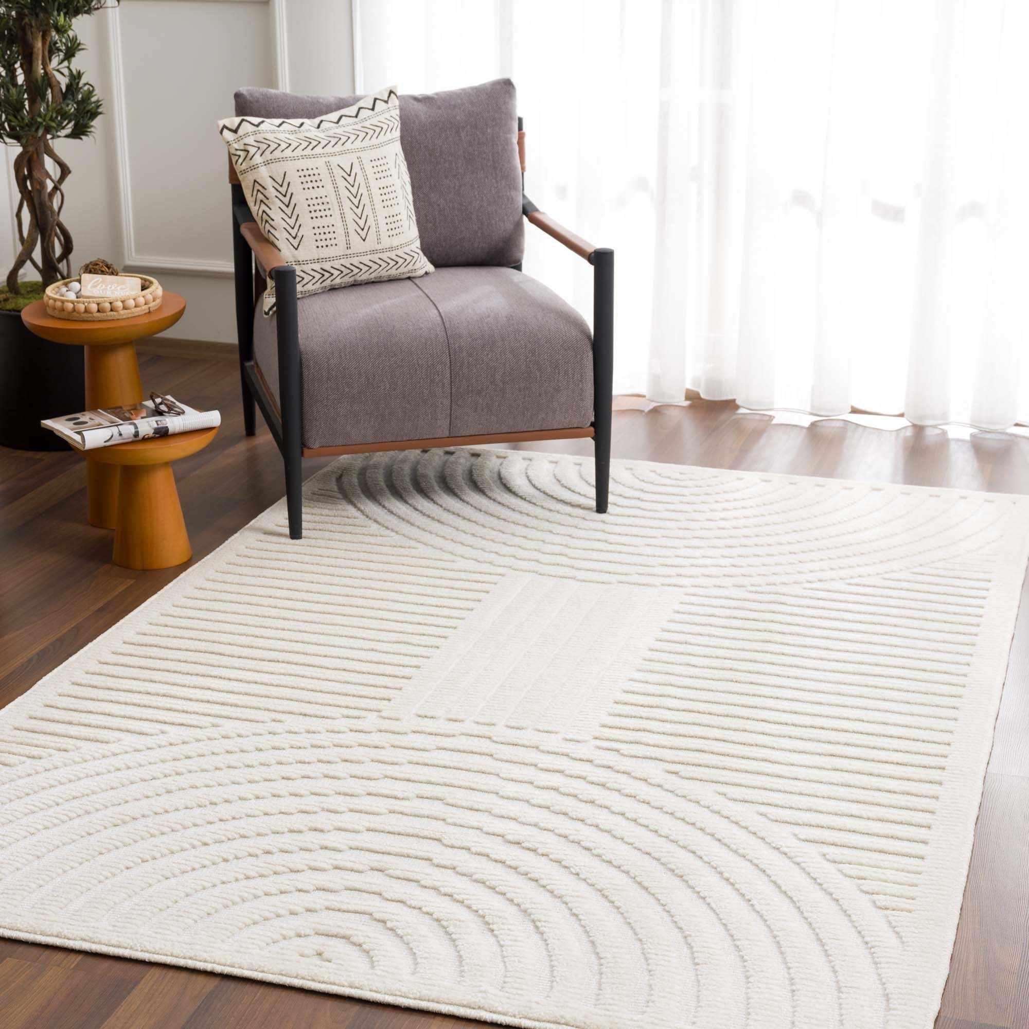 Deron White Washable Area Rug