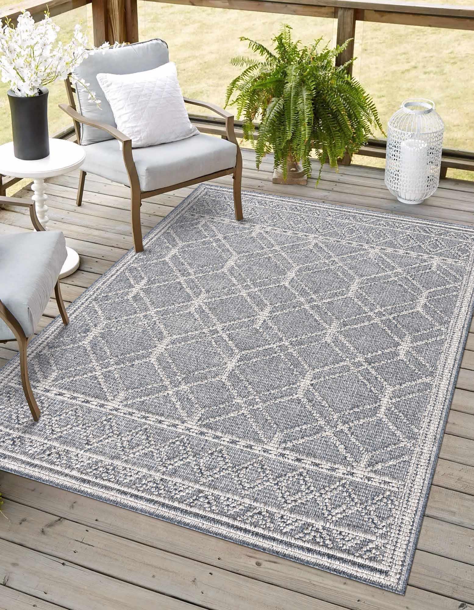 Diah Gray Blue & Bone Area Rug