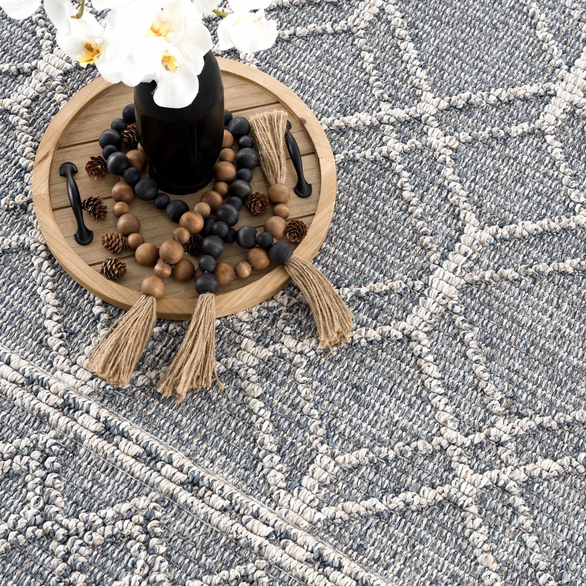 Diah Gray Blue & Bone Area Rug