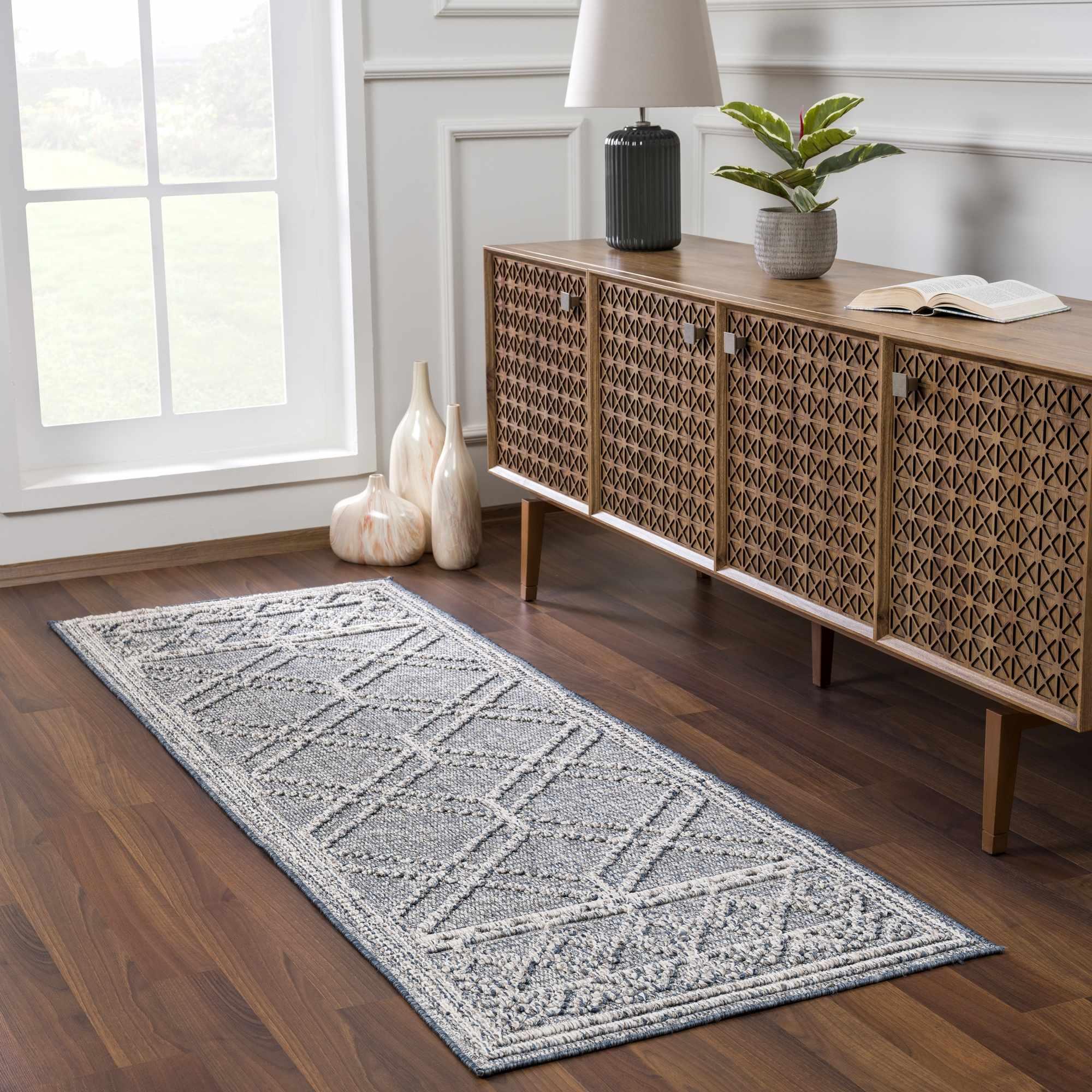 Diah Gray Blue & Bone Area Rug