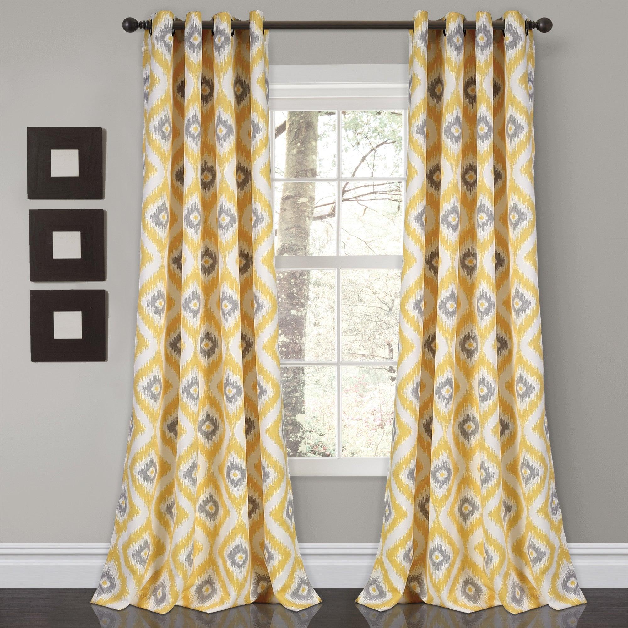 Diamond Ikat Light Filtering Window Curtain Set