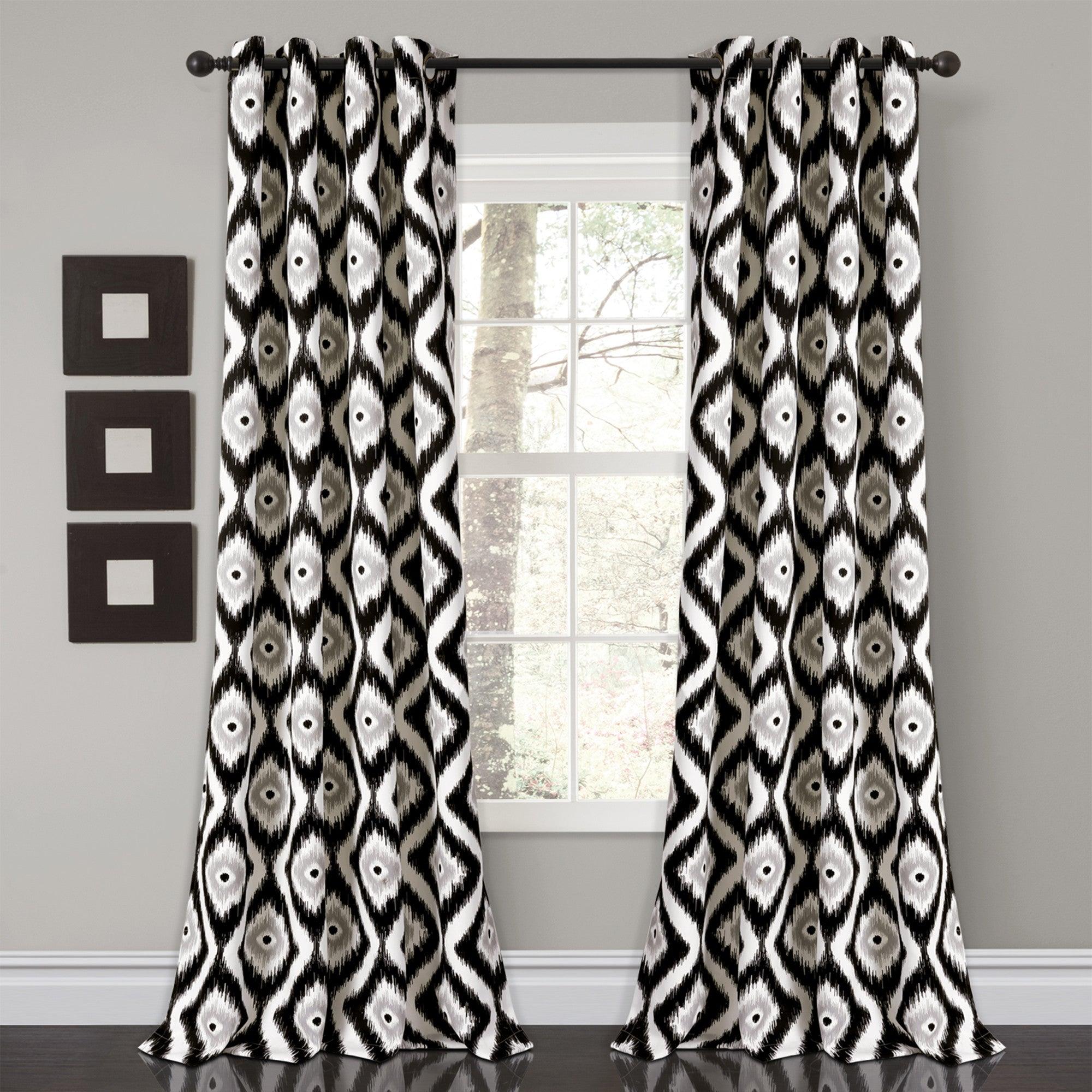 Diamond Ikat Light Filtering Window Curtain Set