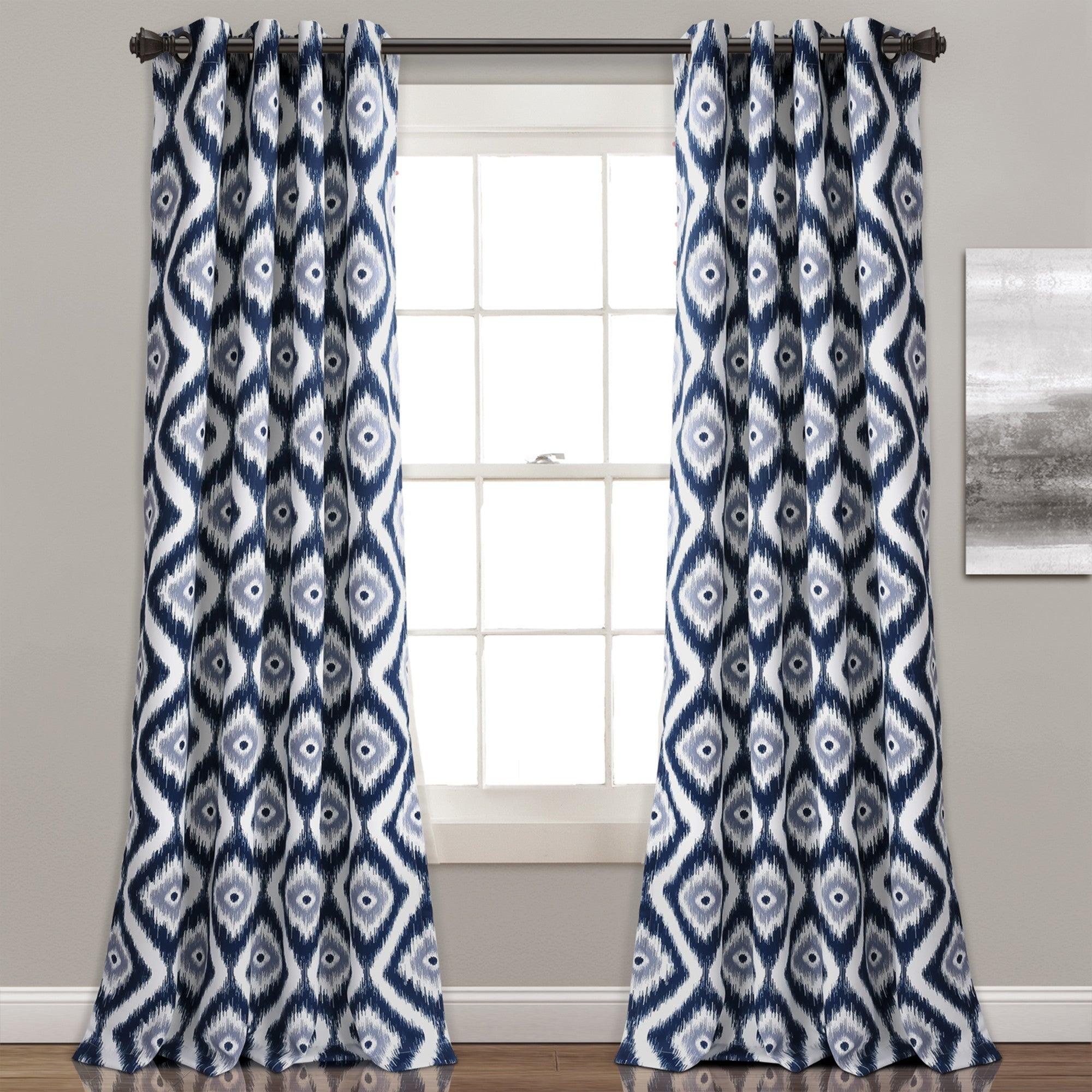 Diamond Ikat Light Filtering Window Curtain Set