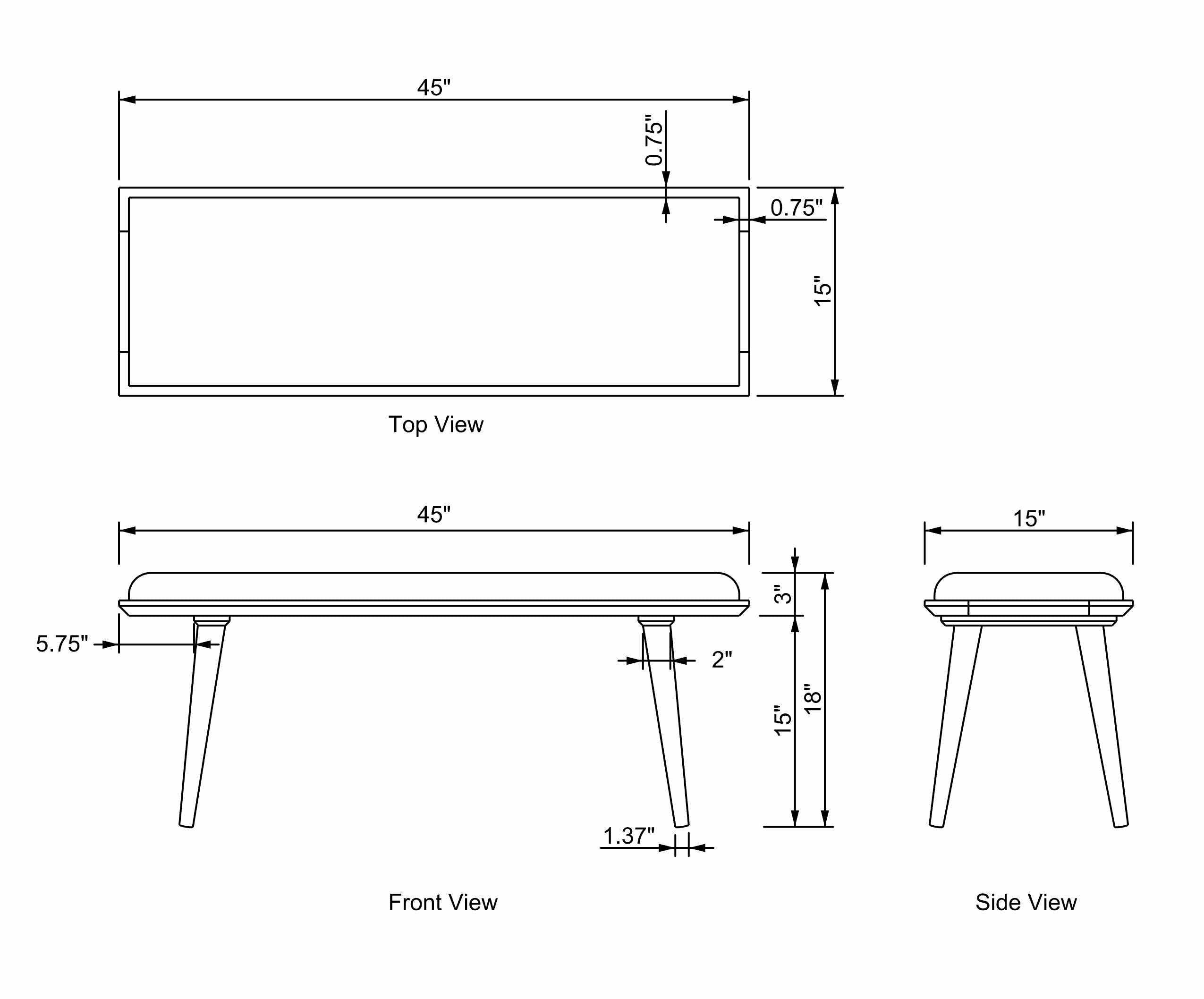 Dilkon Upholstered Wood Bench