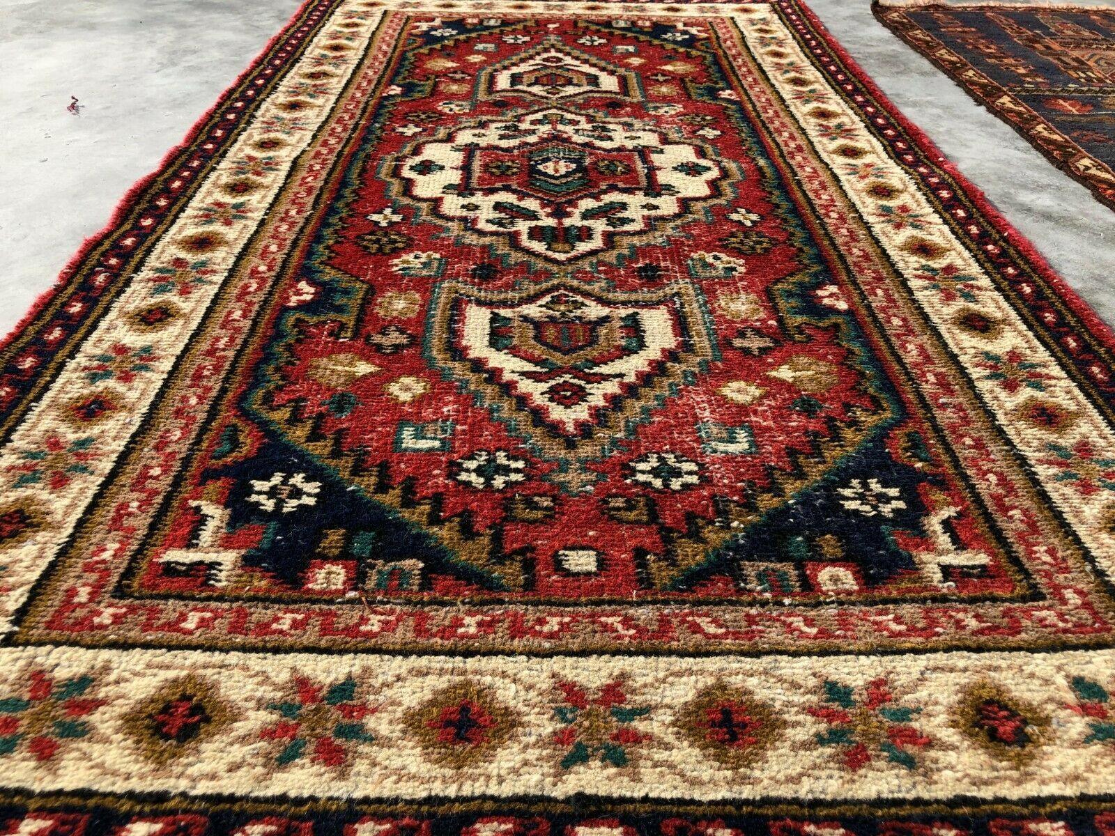 Distressed Hand Knotted Vintage Pashmin Koum Wool Area Rug 3x2 FT