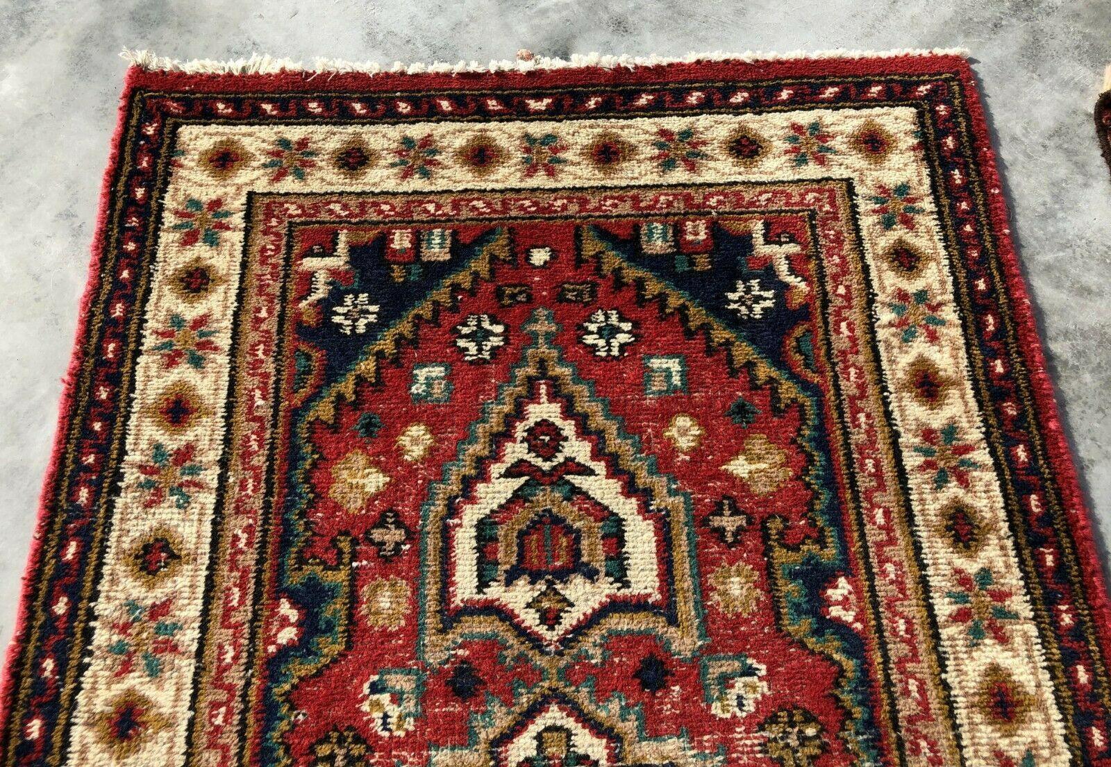 Distressed Hand Knotted Vintage Pashmin Koum Wool Area Rug 3x2 FT