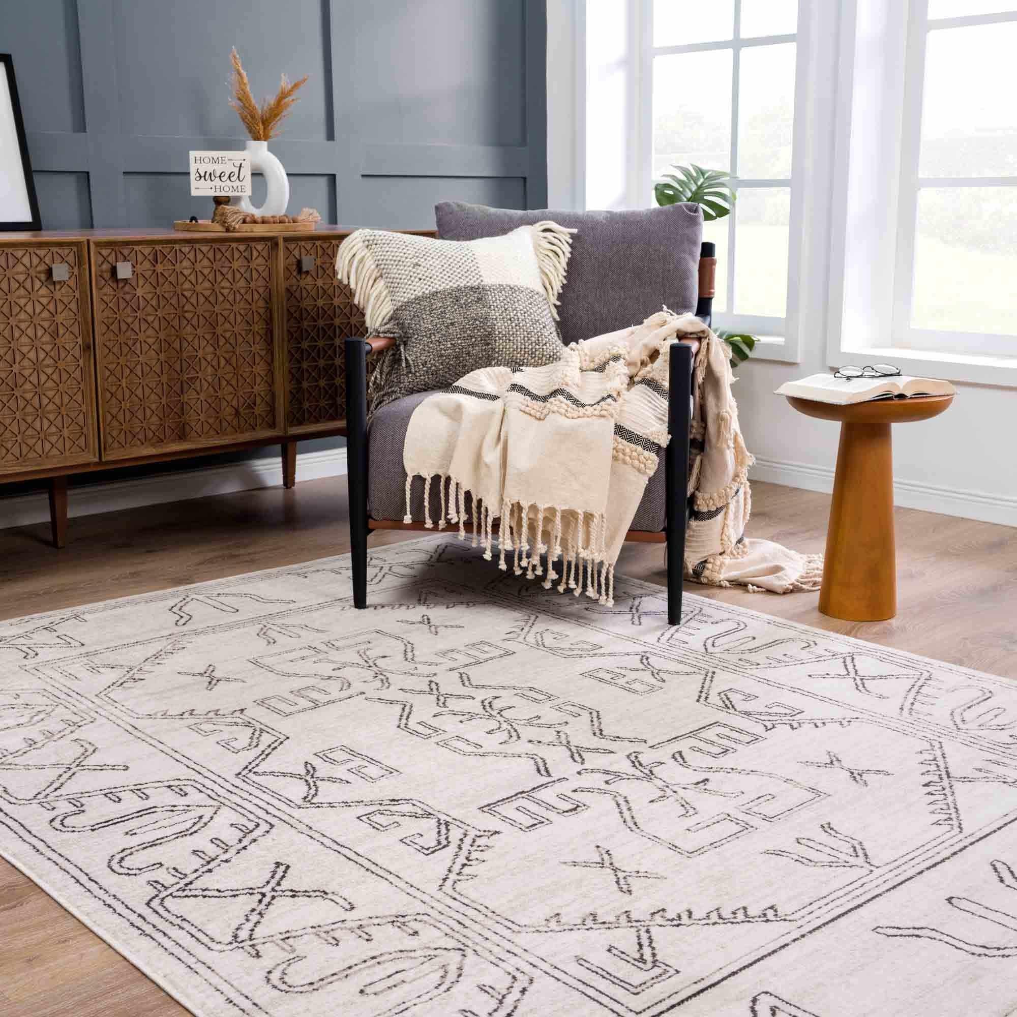 Divya Cream & Charcoal Area Rug