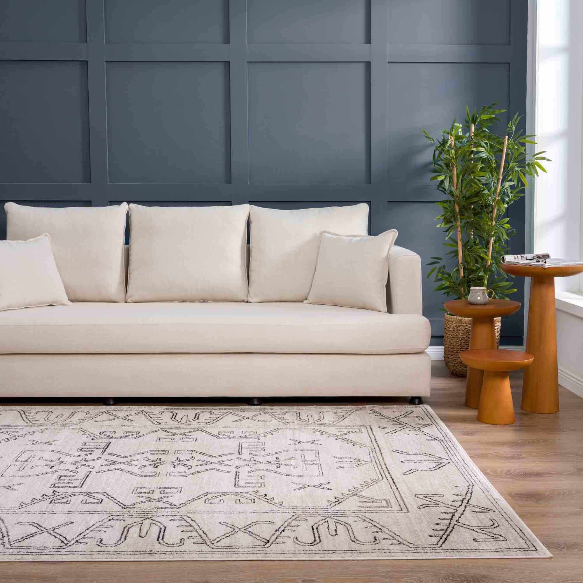 Divya Cream & Charcoal Area Rug