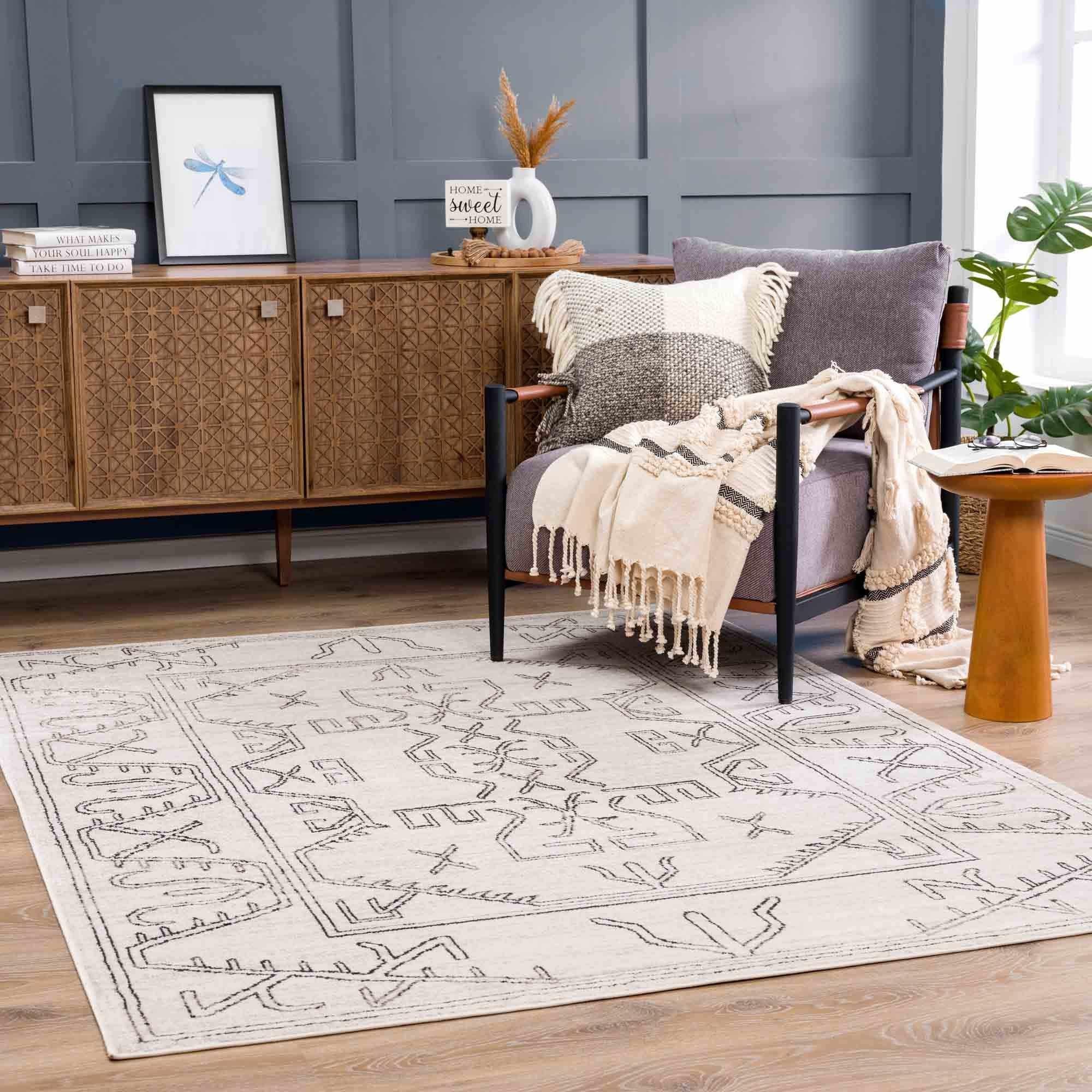 Divya Cream & Charcoal Area Rug