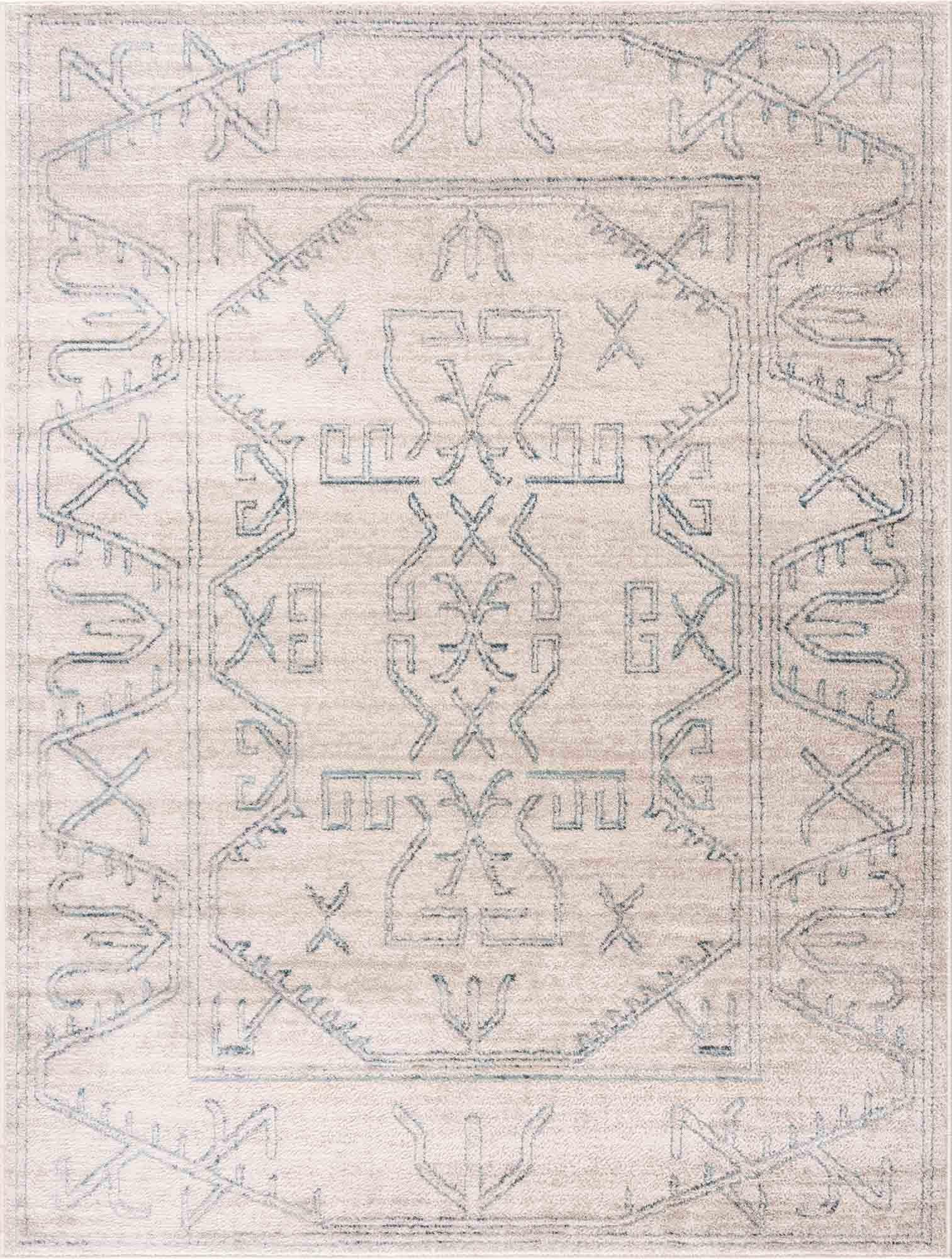 Divya Cream & Silver Blue Area Rug