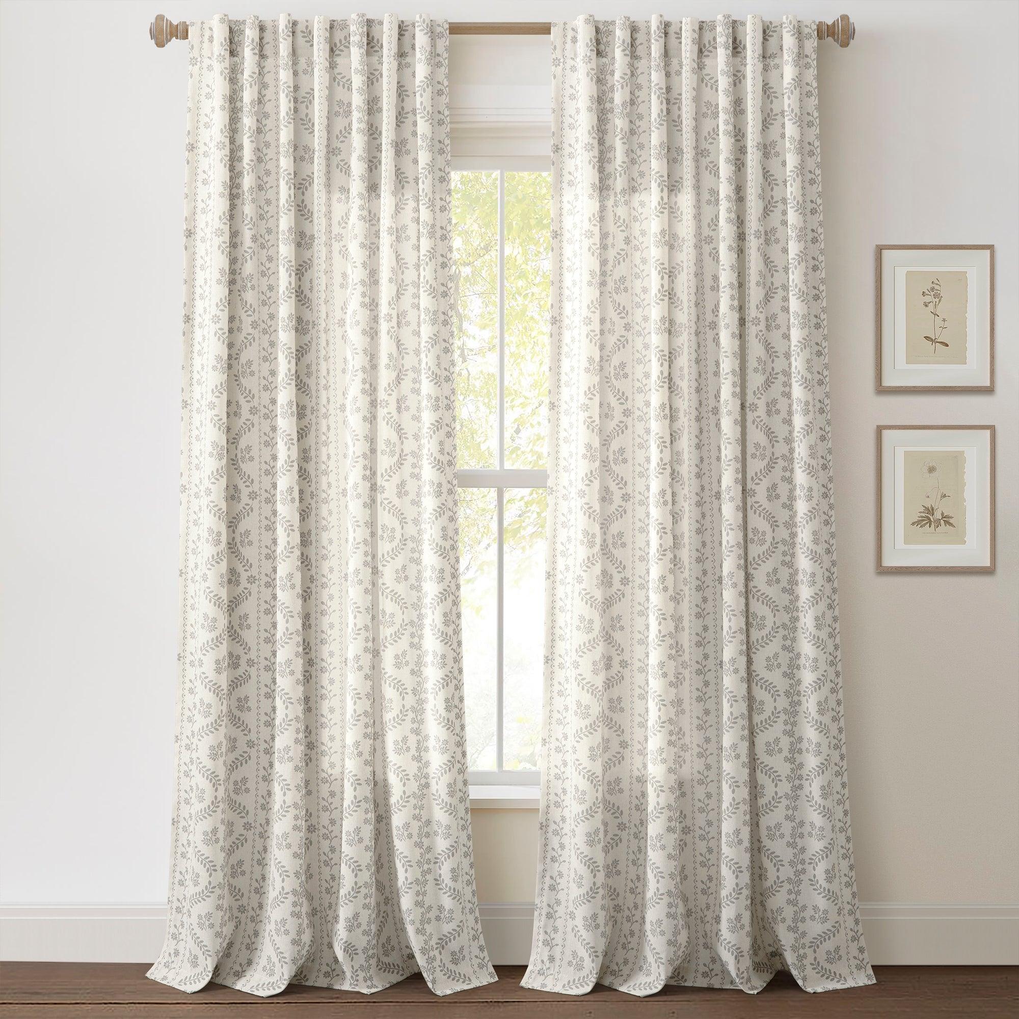 Doreen Delicate Floral Window Curtain Panel Set