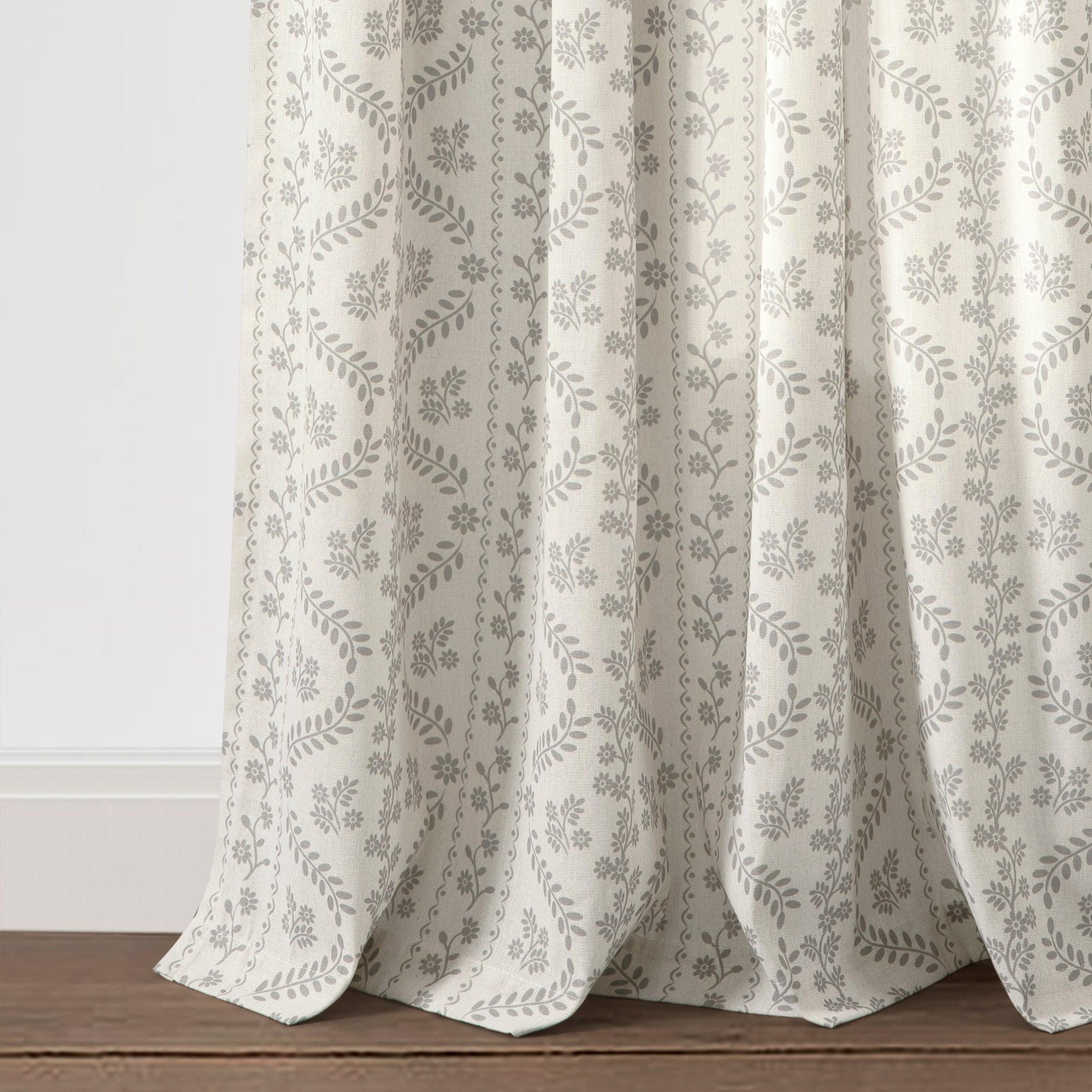 Doreen Delicate Floral Window Curtain Panel Set