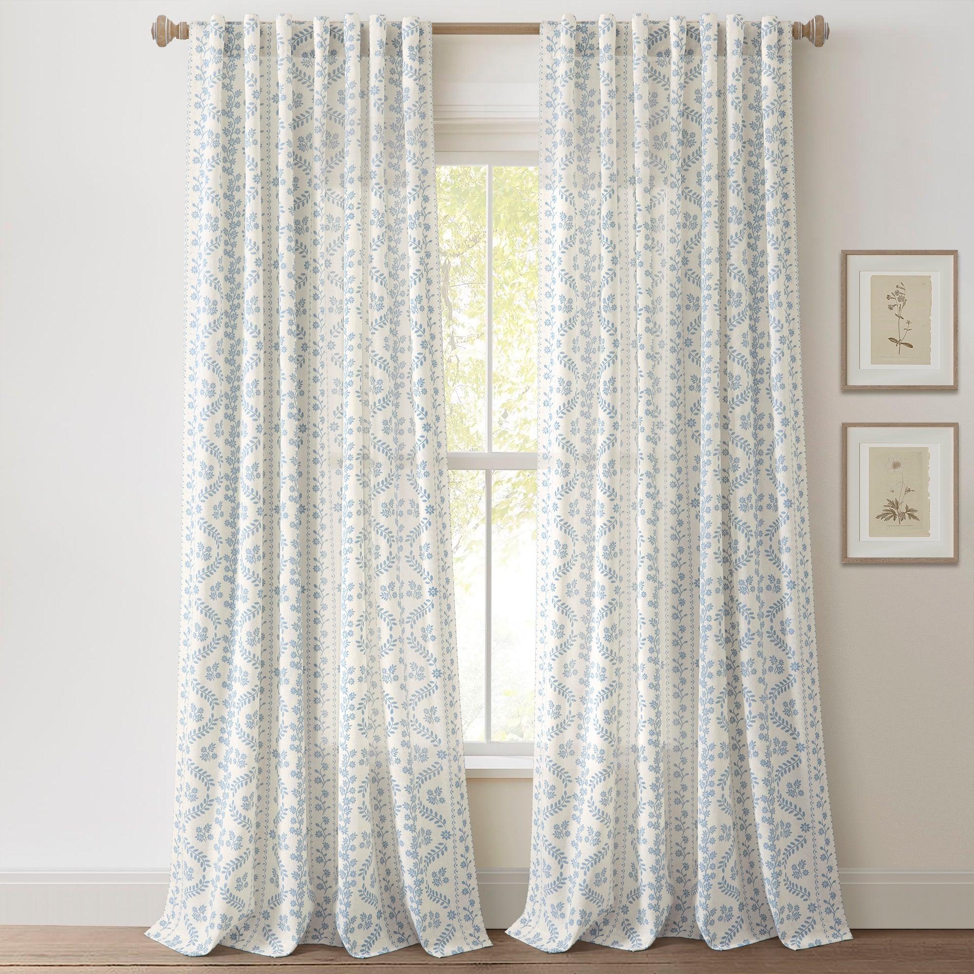 Doreen Delicate Floral Window Curtain Panel Set