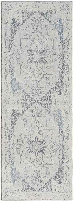 Dry Ridge Traditional Ivory Washable Area Rug