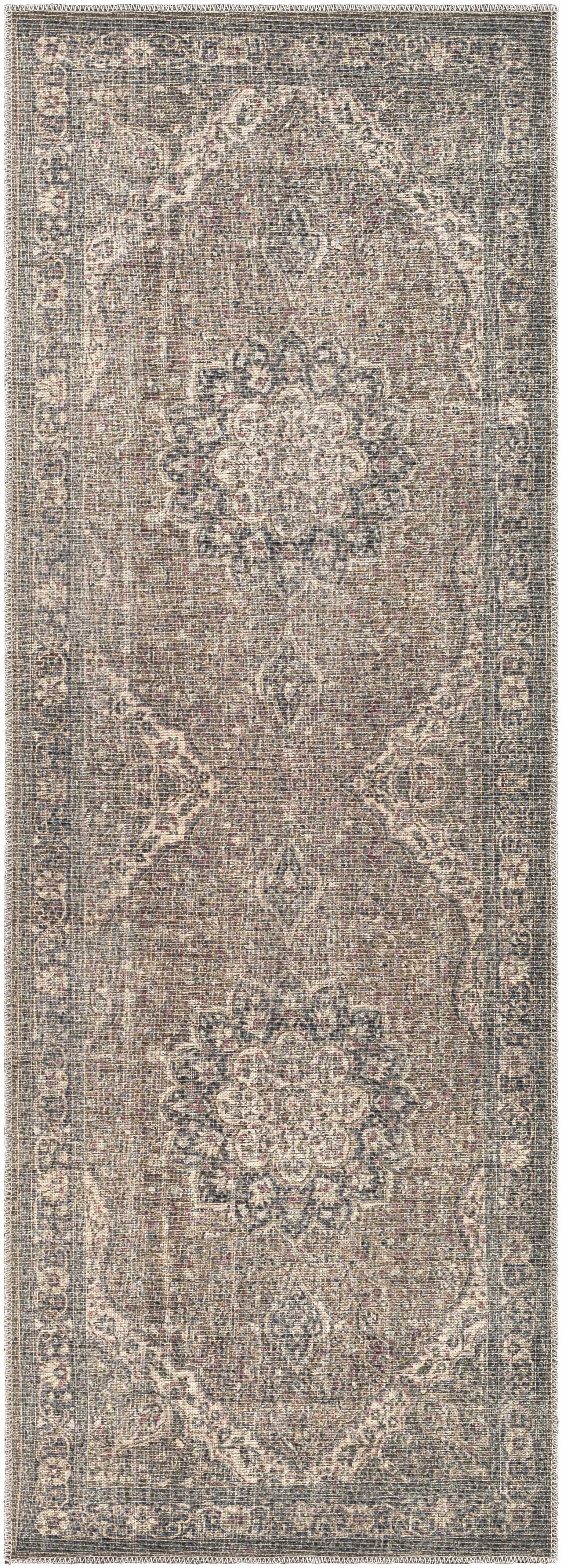 Dusty Sage Greenpoint Medallion Washable Area Rug