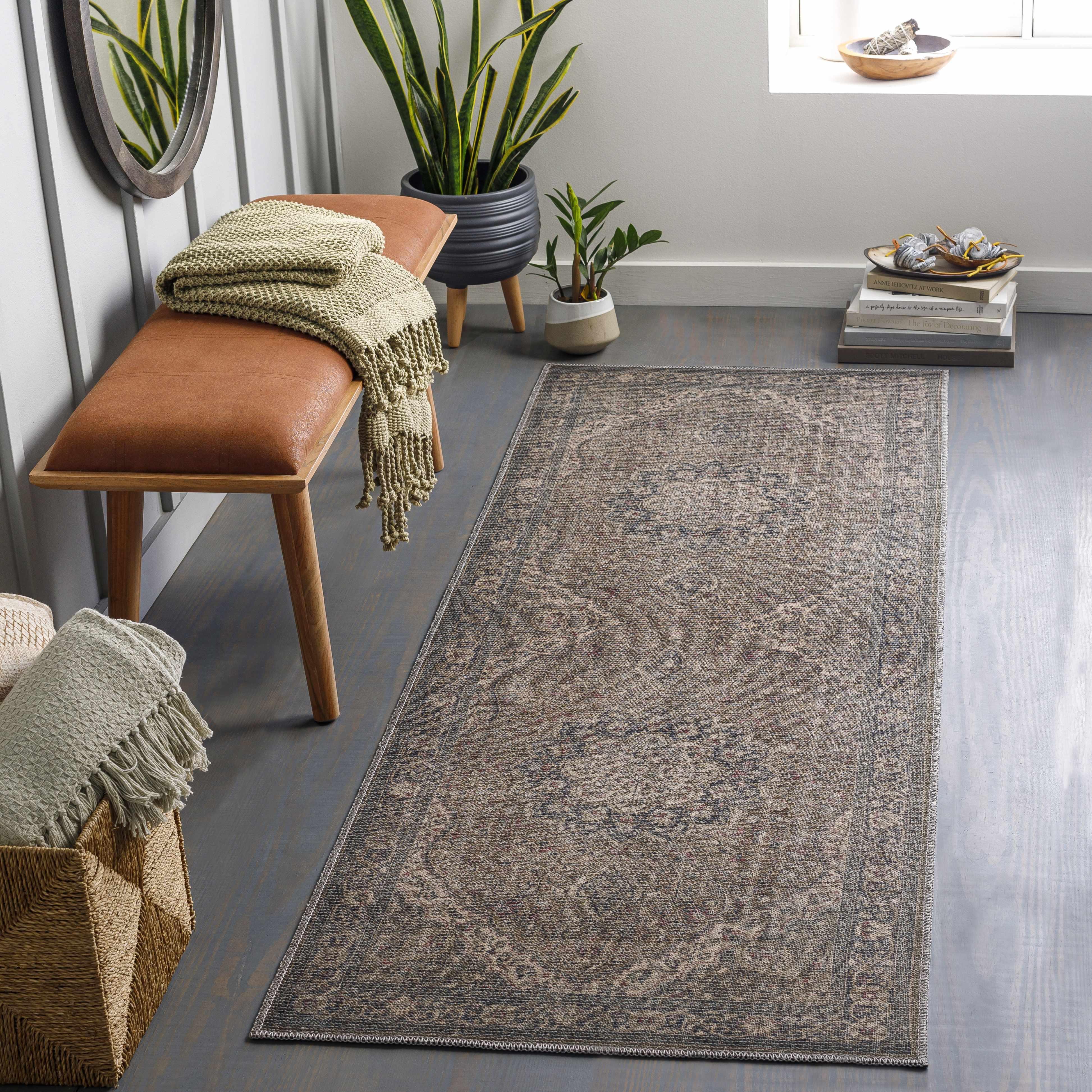 Dusty Sage Greenpoint Medallion Washable Area Rug