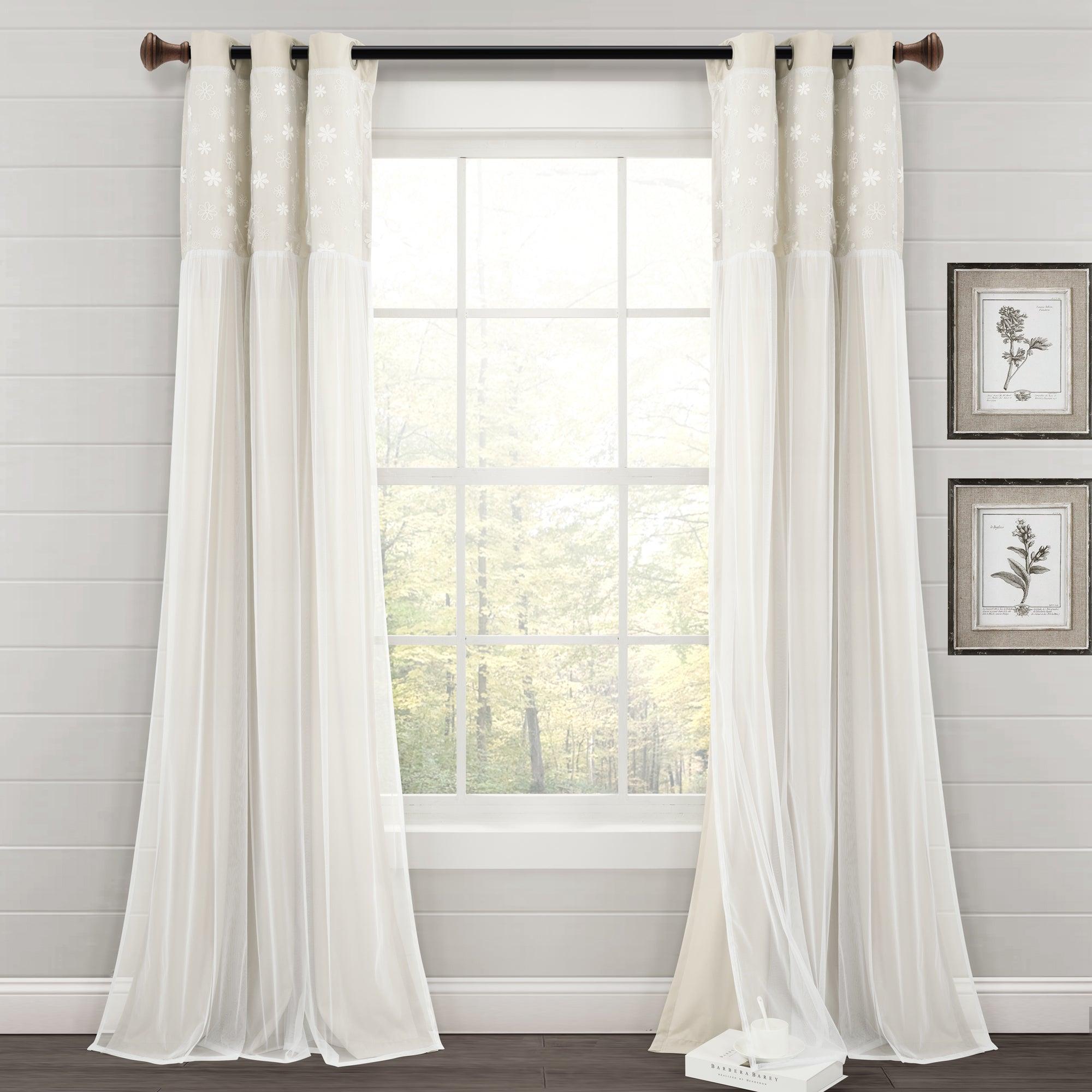 Dylin Flower Embroidery Window Curtain Panel