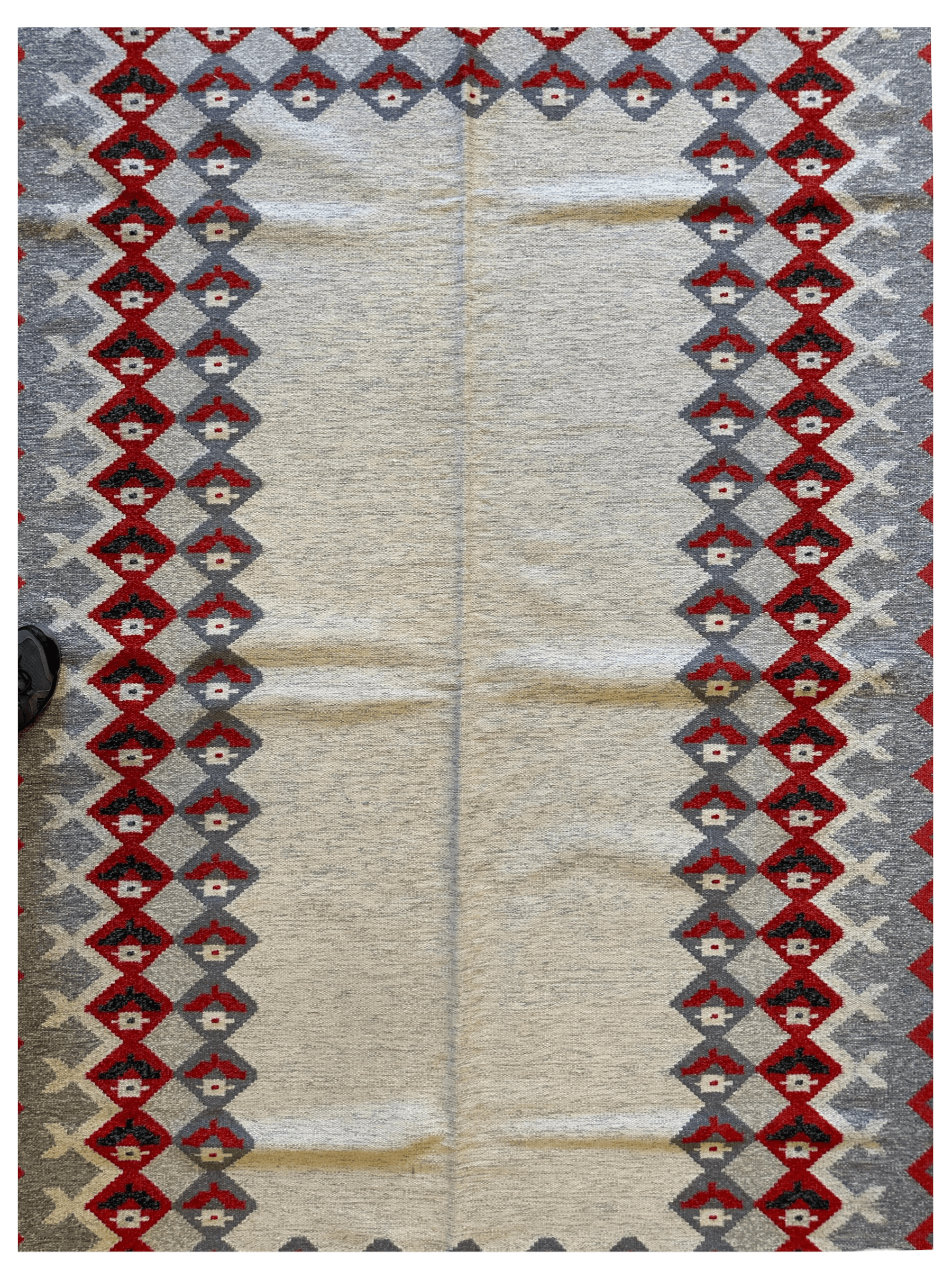 Eastern European Diamond Patterned Kilim Rug 6’4” x 9’1”