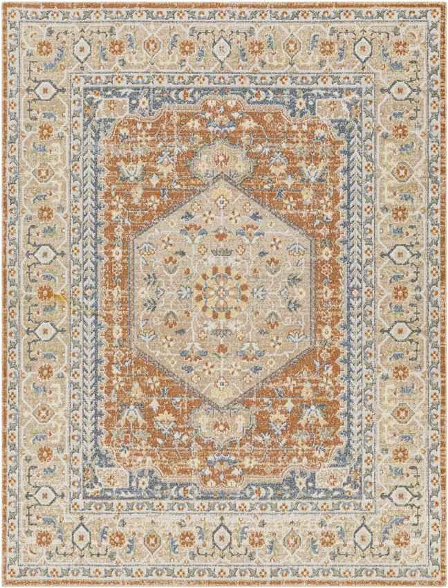 Edmond Traditional Burnt Orange Washable Area Rug