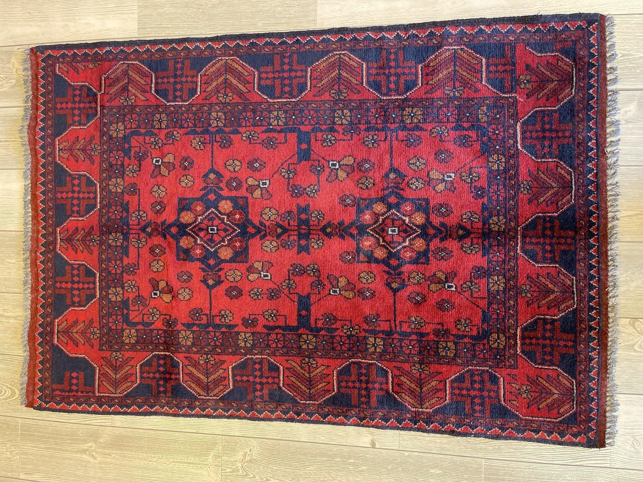 Elegant Tribal Afghani Khal Mohammadi Wool Area Rug 3'5''x1'8''