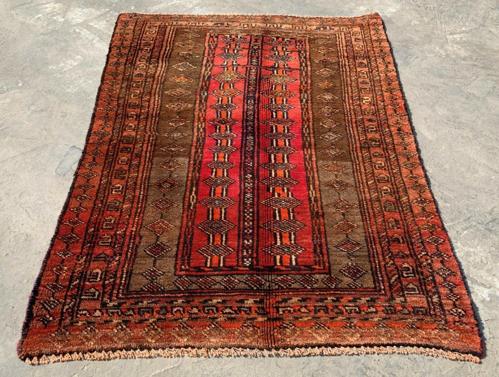 Elegant Vintage Afghani Taimani Balouch Area Rug 3'4''x2'5''