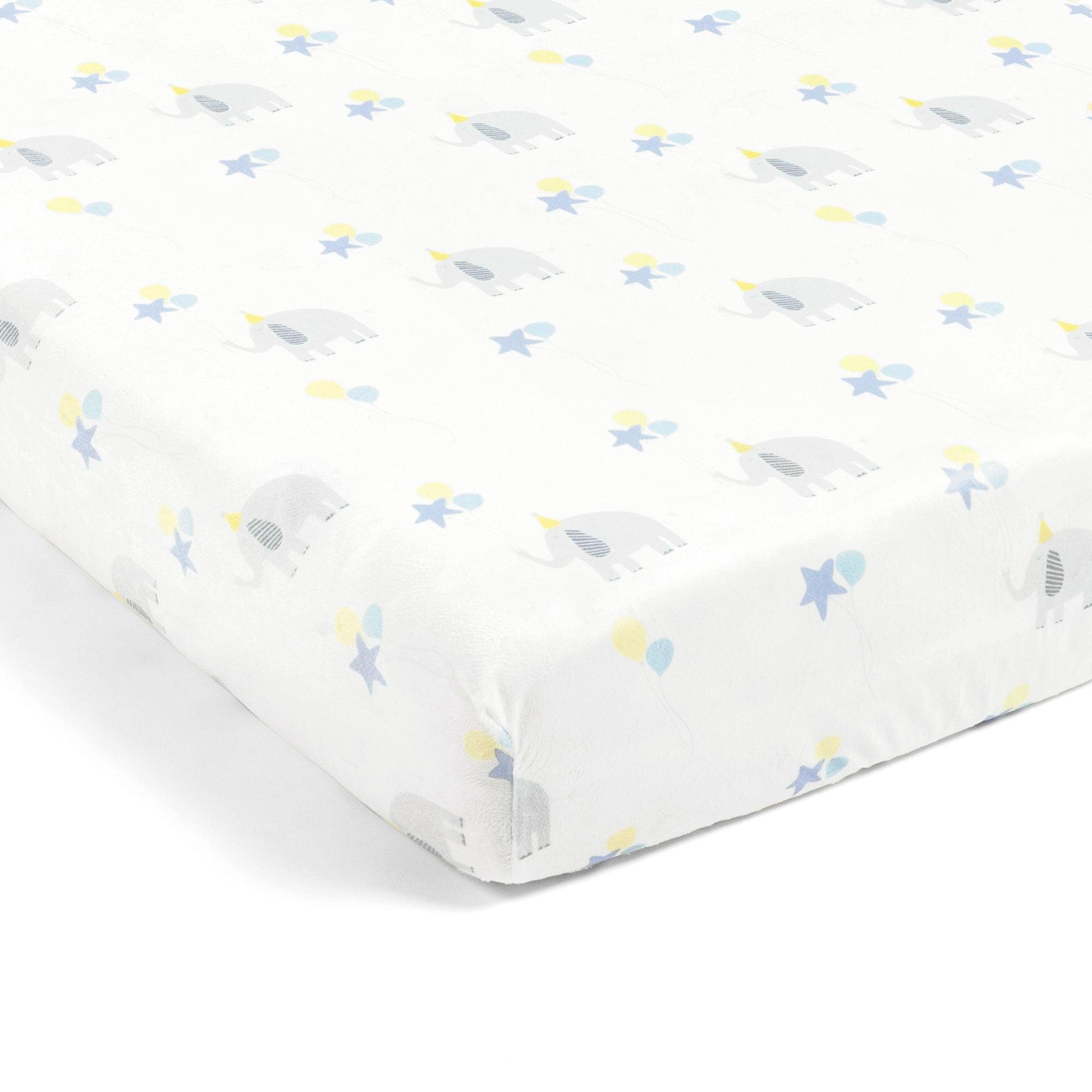 Elephant Balloon Soft & Plush Fitted Crib Sheet