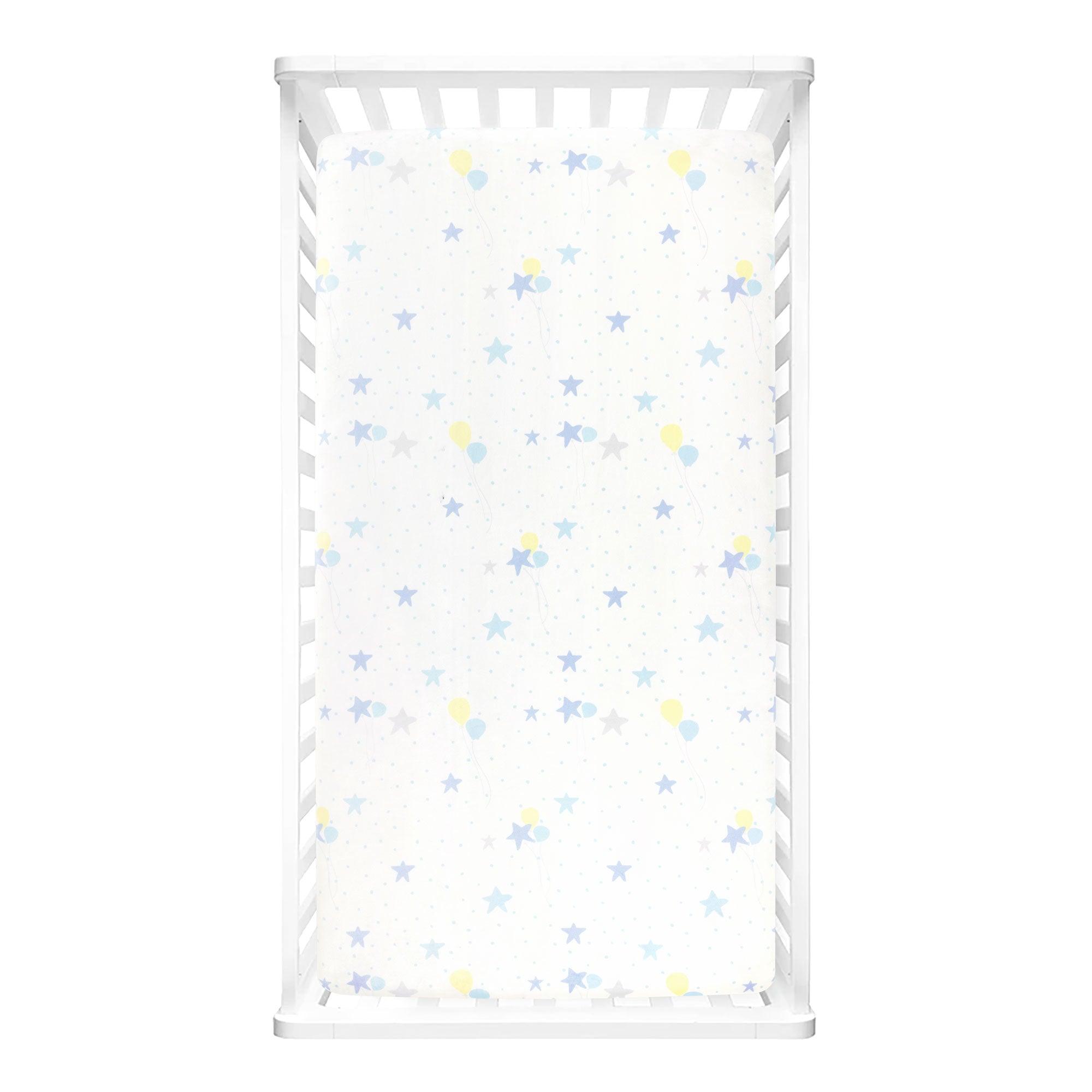 Elephant Balloon Stars Soft & Plush Fitted Crib Sheet