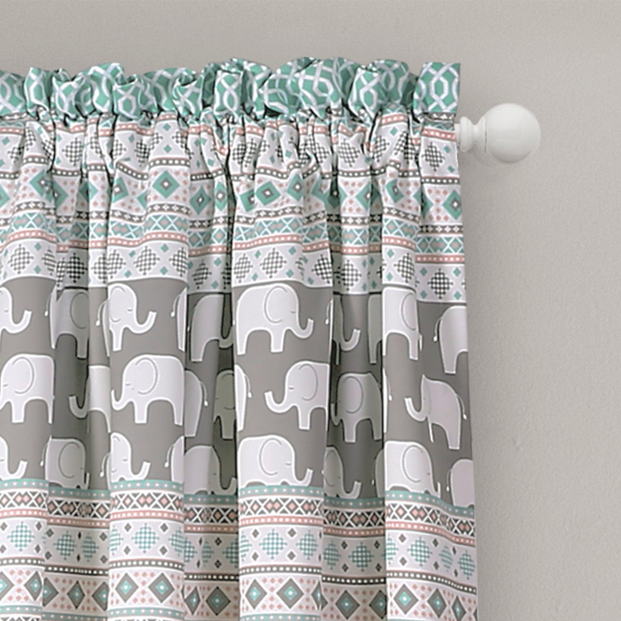 Elephant Stripe Room Darkening Window Curtain Panel Set