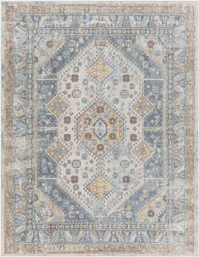 Elmdale Traditional Denim Washable Area Rug