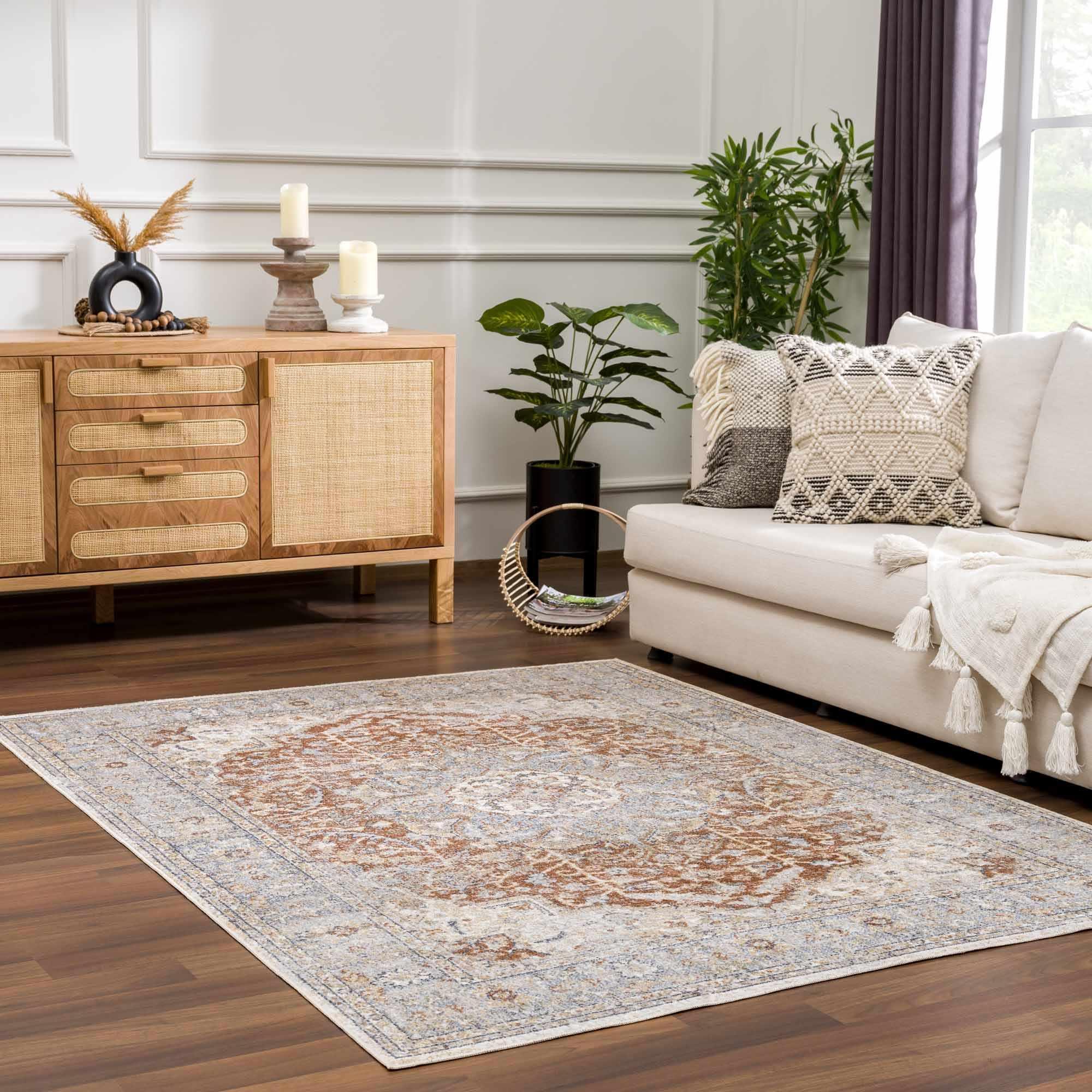 Emke Cream Washable Area Rug