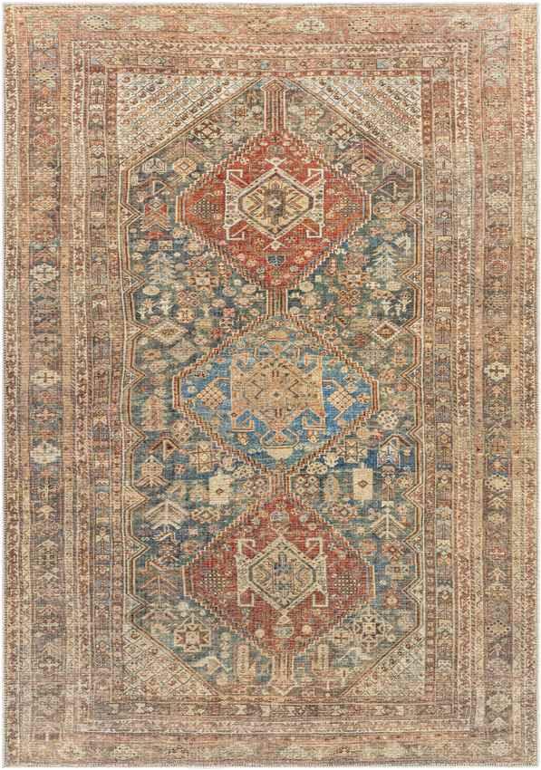 Episkopi Traditional Rust Washable Area Rug