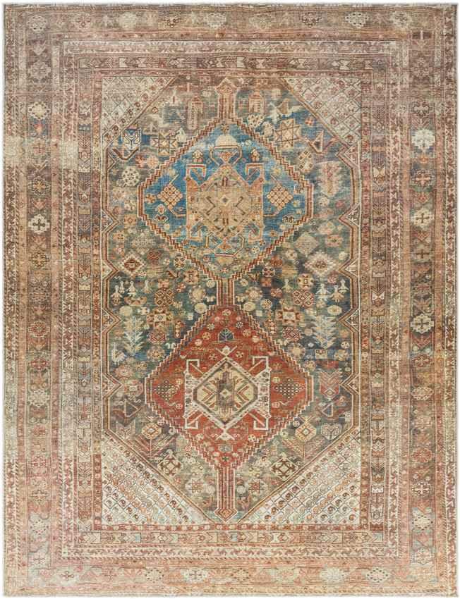 Episkopi Traditional Rust Washable Area Rug