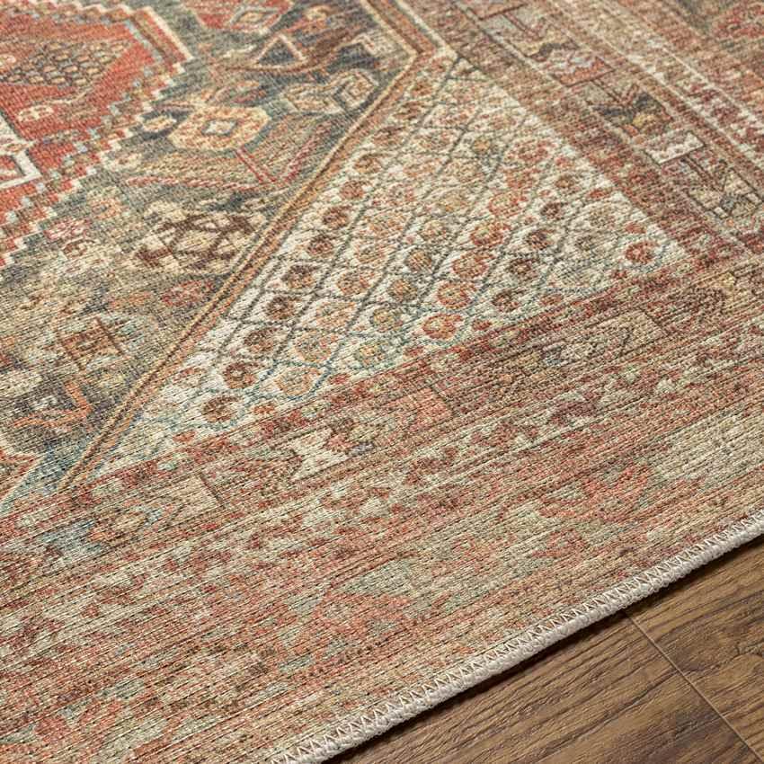 Episkopi Traditional Rust Washable Area Rug