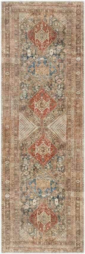 Episkopi Traditional Rust Washable Area Rug