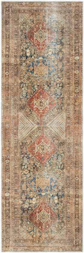 Episkopi Traditional Rust Washable Area Rug