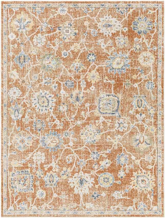 Erlanger Traditional Burnt Orange Washable Area Rug