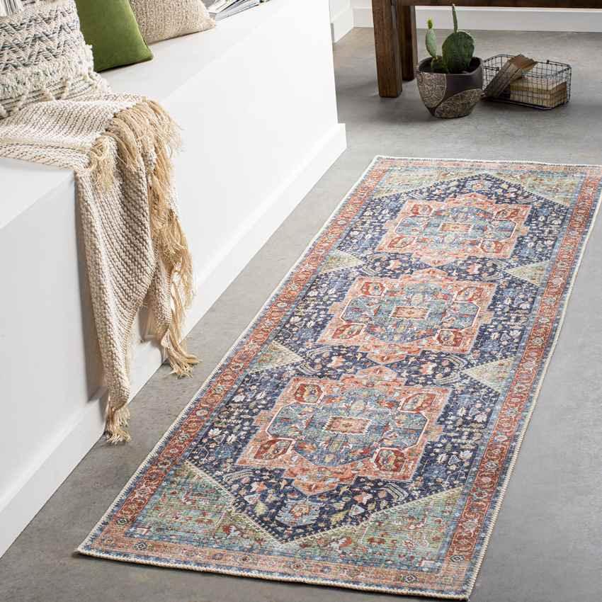 Esslingen Traditional Navy Washable Area Rug