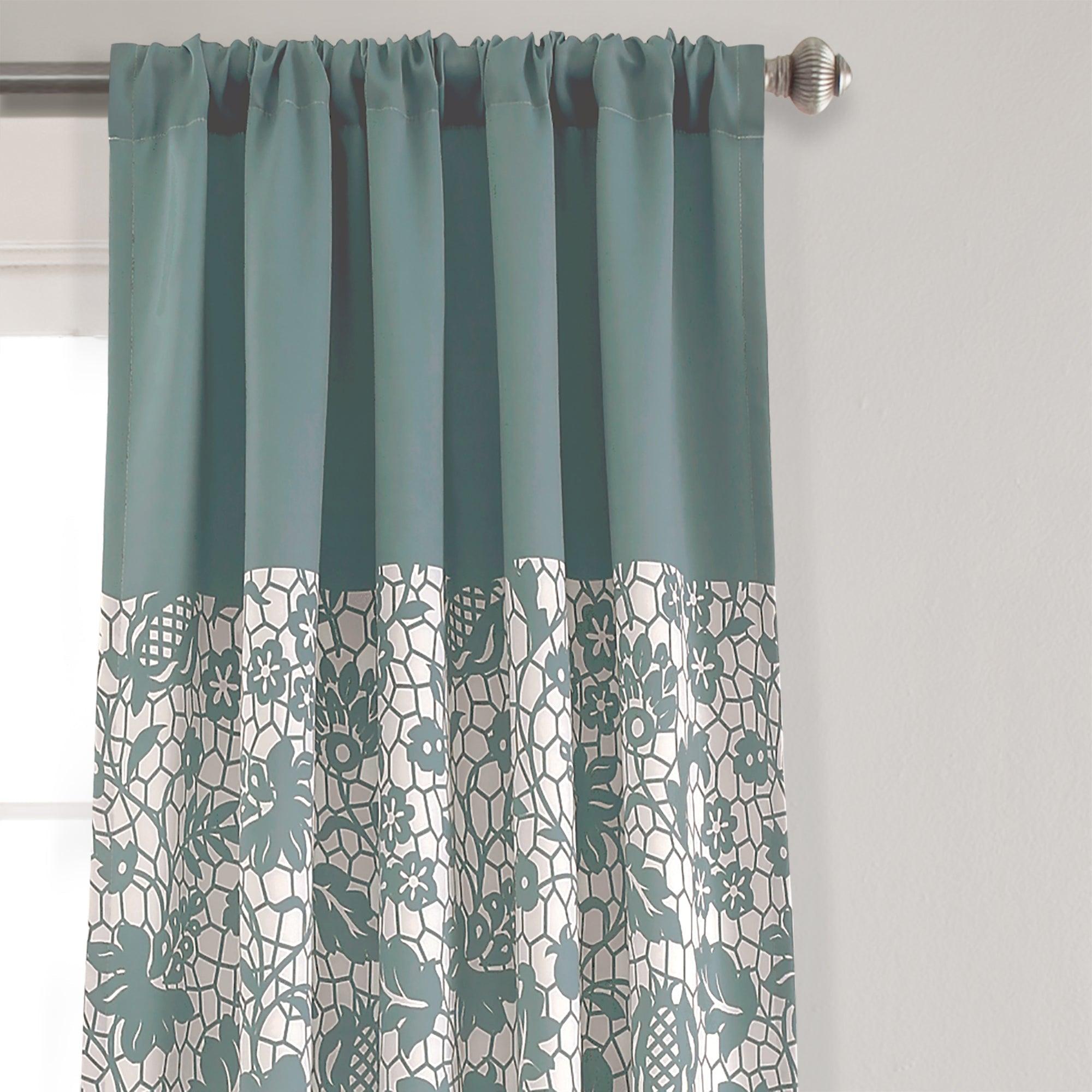 Estate Garden Print Room Darkening Window Curtain Set