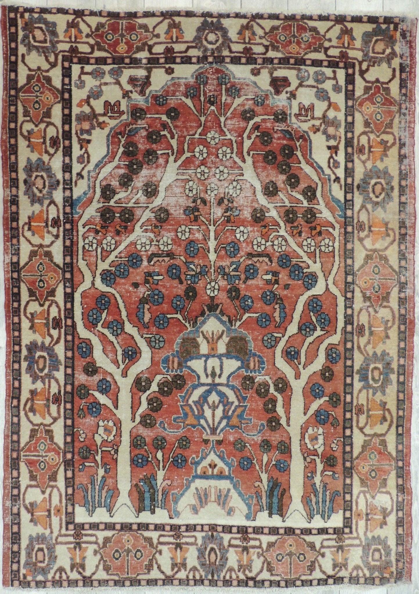 Exquisite Distressed Fine Persian Area Rug 5x7 Ft