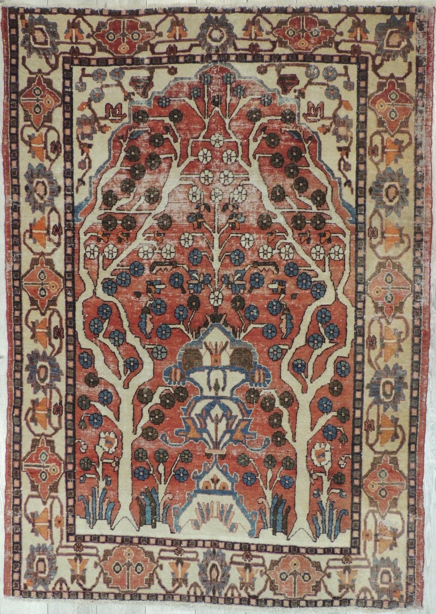 Exquisite Distressed Fine Persian Area Rug 5x7 Ft