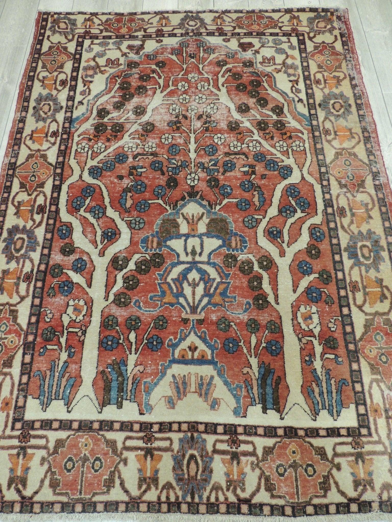 Exquisite Distressed Fine Persian Area Rug 5x7 Ft